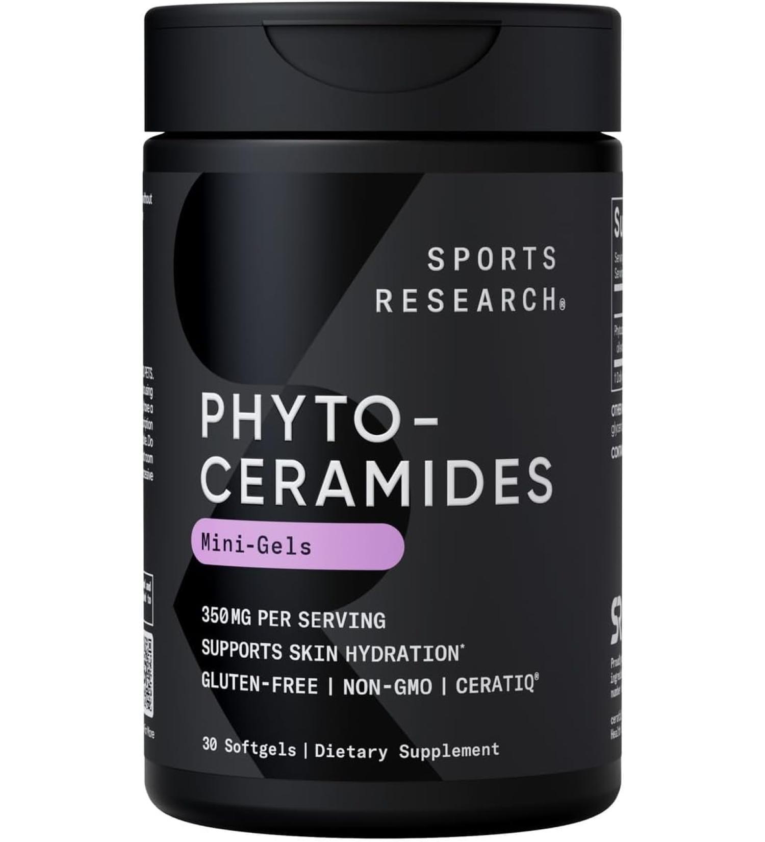 Sports Research Phytoceramides 350mg per softgel - for Healthy Skin and Hydration -  Non GMO No Fillers or Synthetic Vitamins - 30 softgels - Buy Online on GoSupps.com