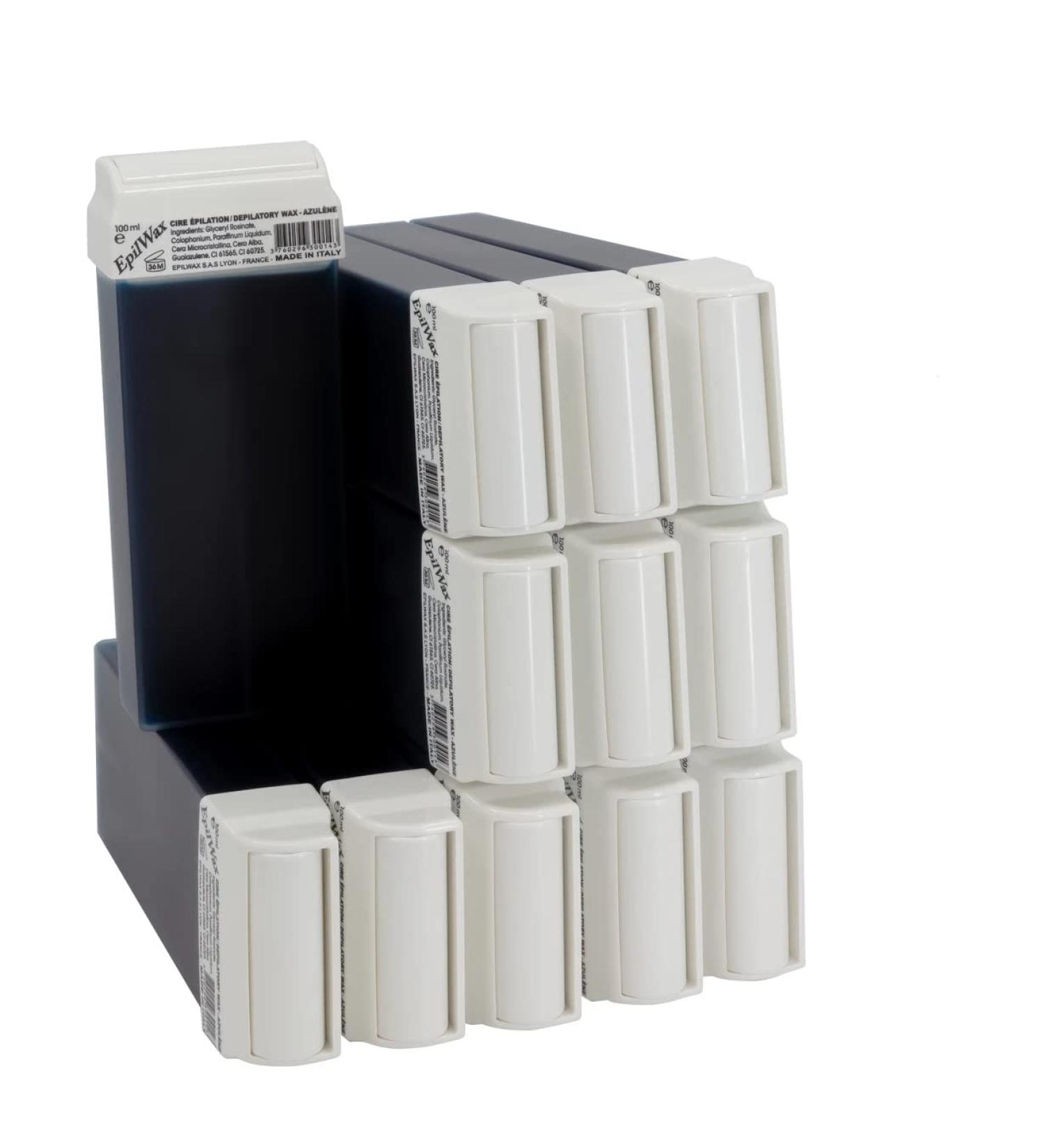 EpilWax Set of 12 Azulene Wax Cartridges for Hair Removal - Large 100 ml Roll-on Waxing Refills Azulene 100 ml (Pack of 12) - Buy Online on GoSupps.com