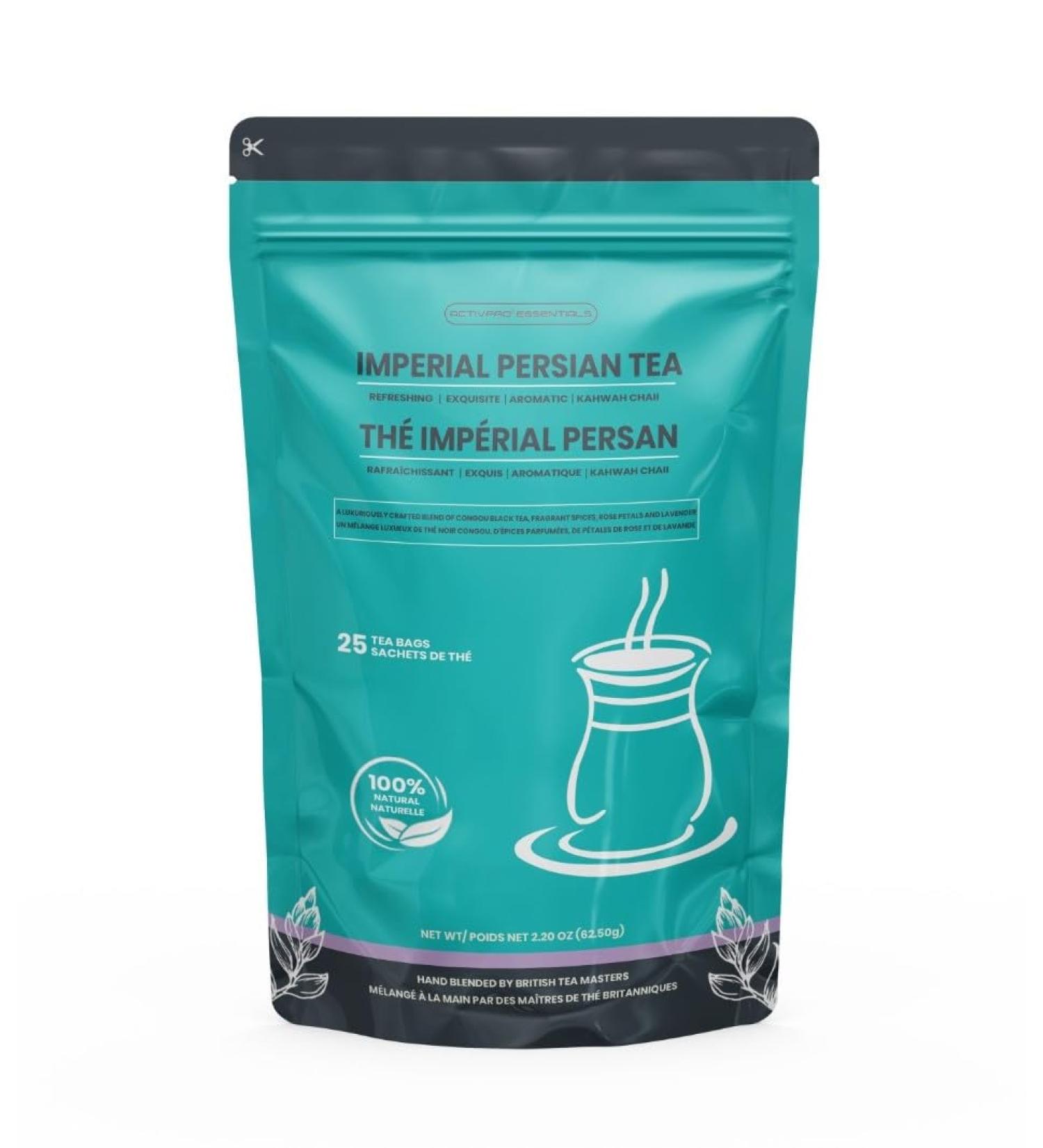IMPERIAL PERSIAN TEA 100% Natural Turkish Black Tea Aromatic Relaxing Health Benefits Exquisite Blend from England Resealable Pack (25 Teabags) - Buy Online on GoSupps.com