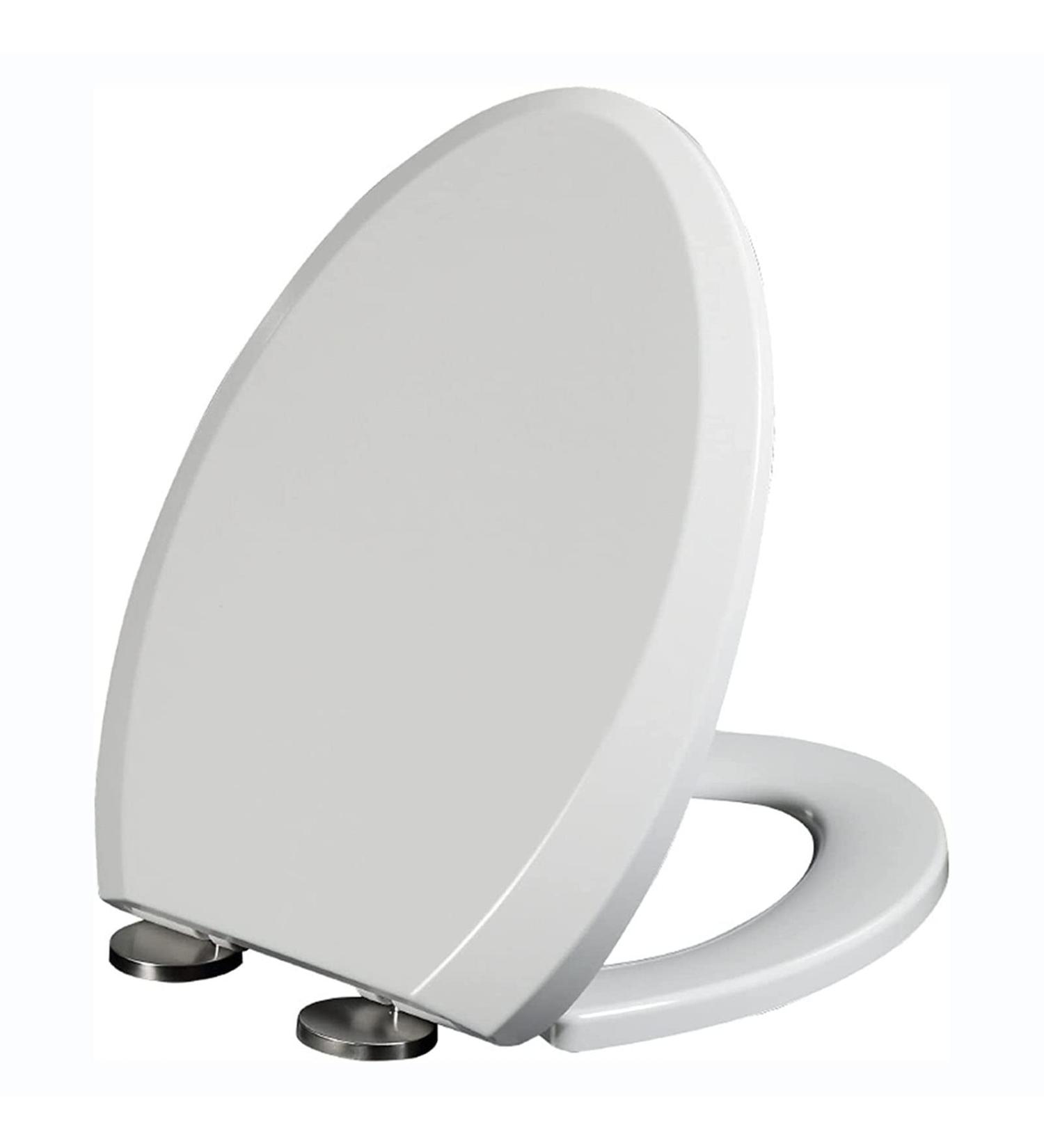 Elongated Toilet Seat Cover UF Heavy Duty Soft Close Toilet Seat Top Mounting Metal Bolts Quick Release Easy Install Clean Toilet Seats White S Little Surprise Small - Buy Online on GoSupps.com
