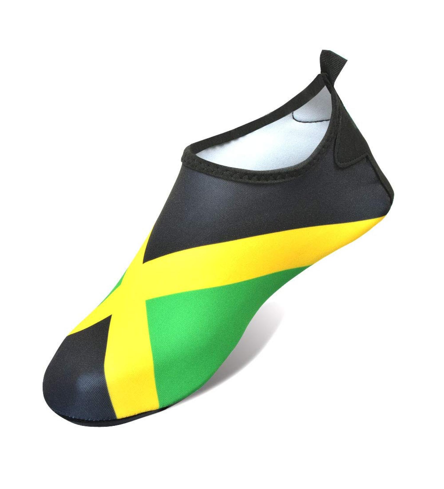VOARYISA Water Shoes - Quick-Dry Beach Shoes for Surfing, Yoga, and Outdoor Activities - Jamaica Flag Design - Size 7-8 Women/6-7 Men - Buy Online on GoSupps.com