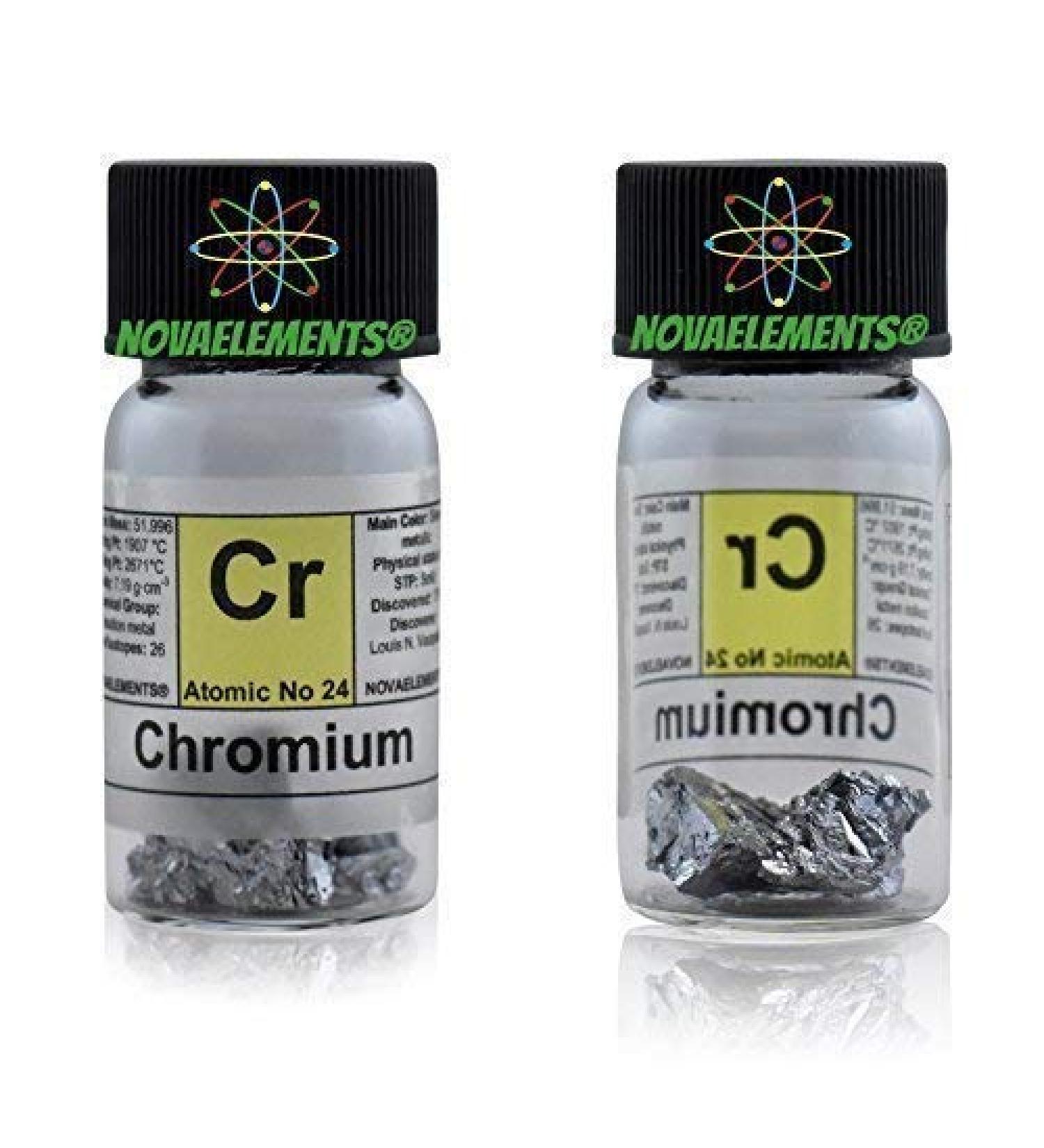 Chrome M tallique l ment 24 Cr 5 Grammes 99 8% en Flacon de Verre avec Etiquette