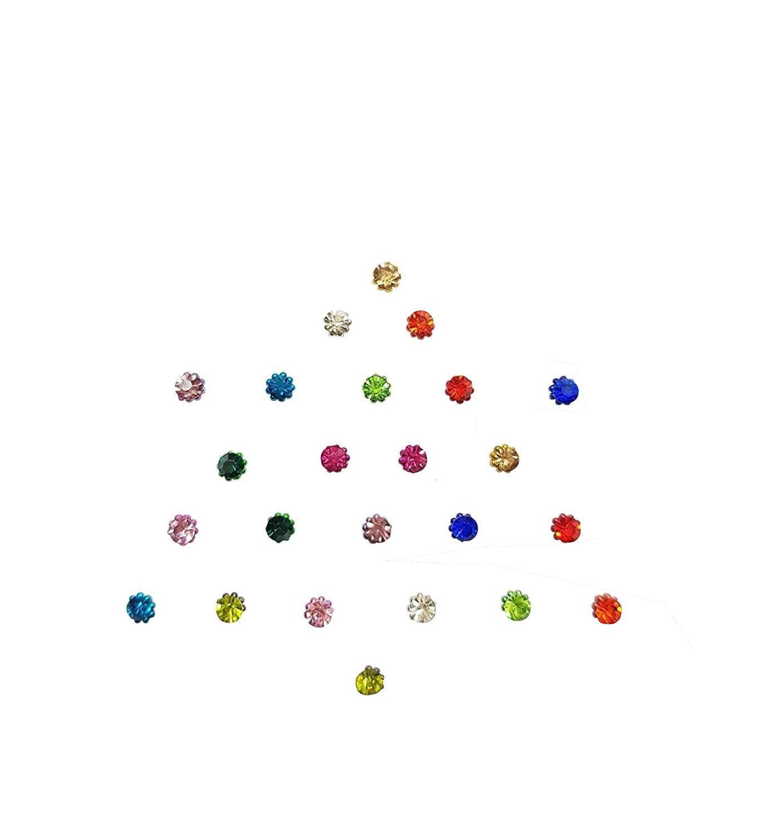 Indian Bollywood Forehead Stickers Design Jewelry Collection Small Stone Bindi (Multi-Color)