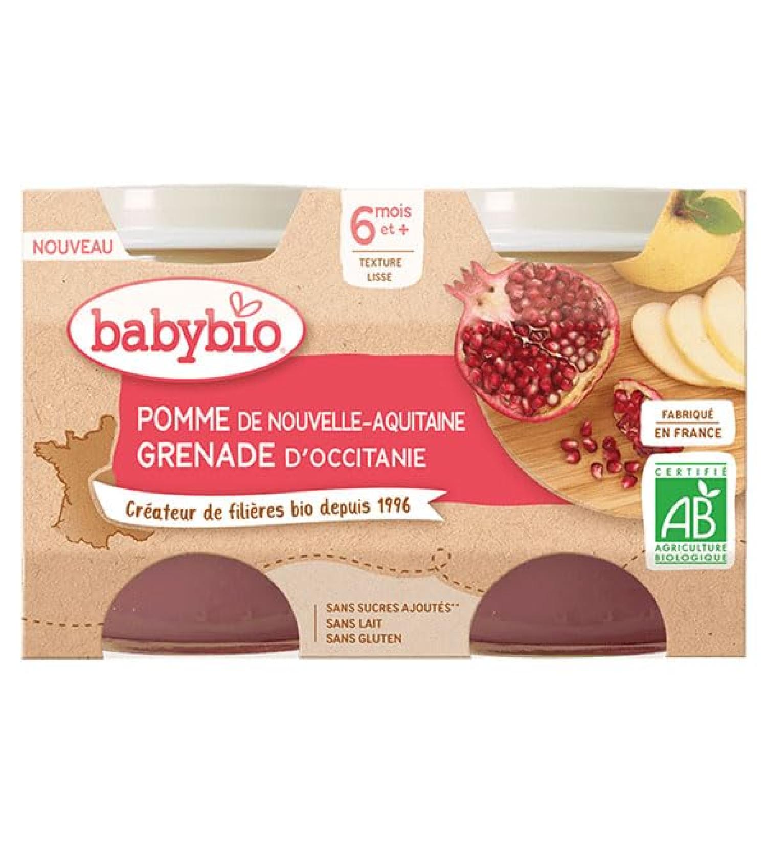 Babybio pomme grenade 2 pots de 130gr
