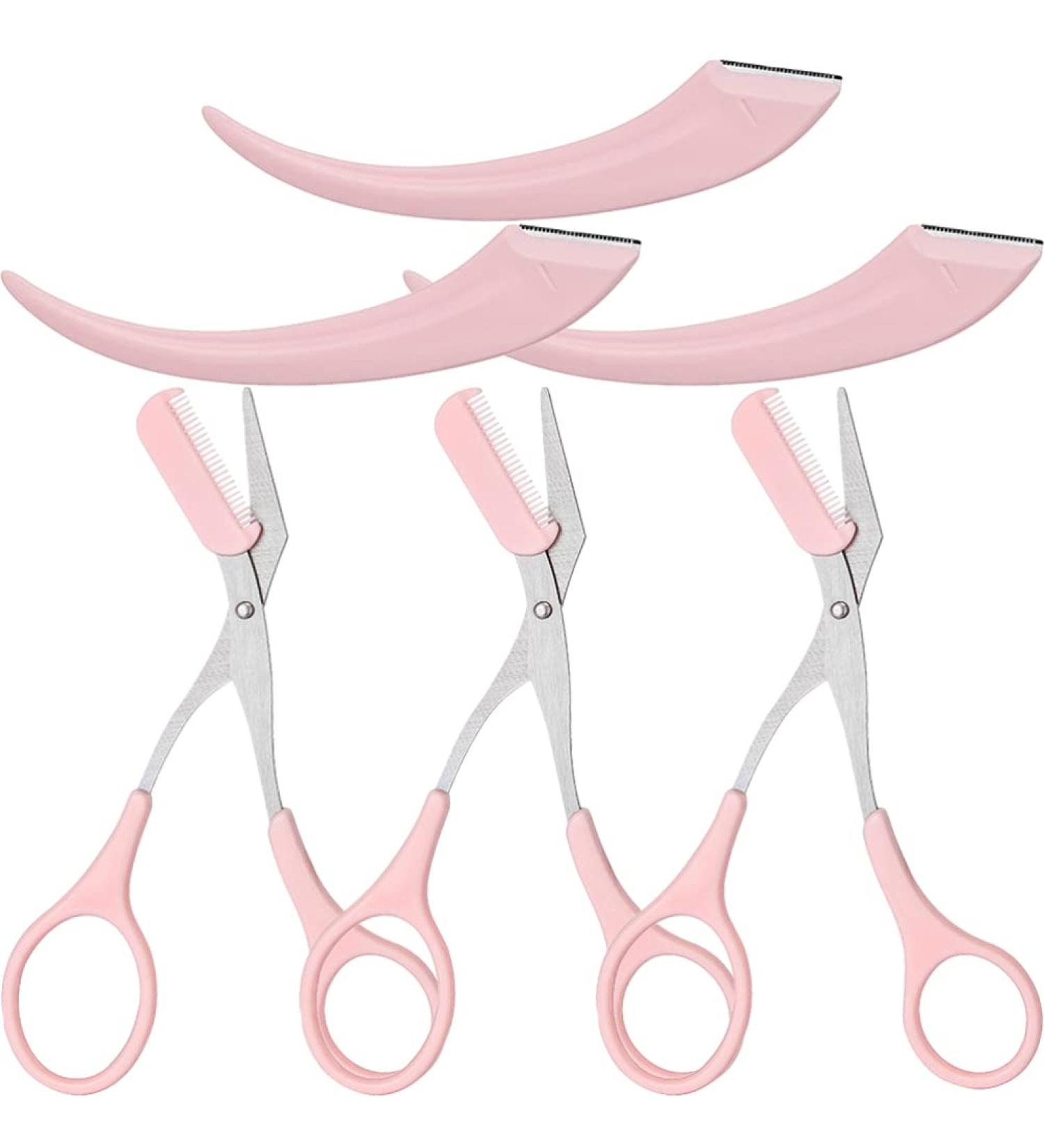 Minkissy 3 Set Crescent Moon Eyebrow Trimmer Kit | Women s Facial Razor Brow Scissors & Accessories | Best Beauty Tools for Perfect Eyebrows - International Shipping Available - Buy Online on GoSupps.com