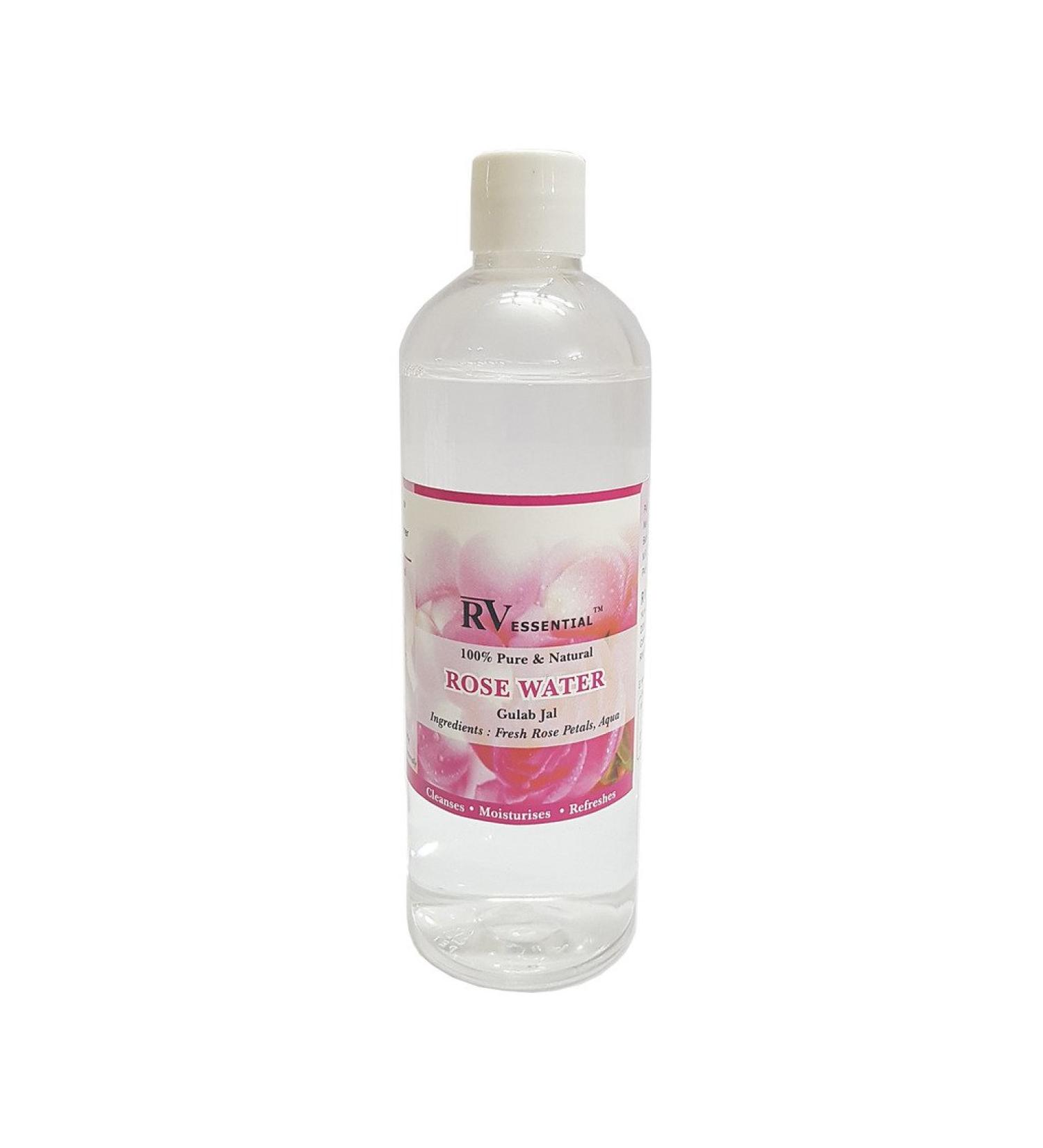 100% Pure Rose Water | Gulab Jal - Rejuvenate Skin Fight Acne & Dandruff | Natural Face Cleanser & Toner | Anti-Aging | R V Essential 100ml - Buy Online on GoSupps.com