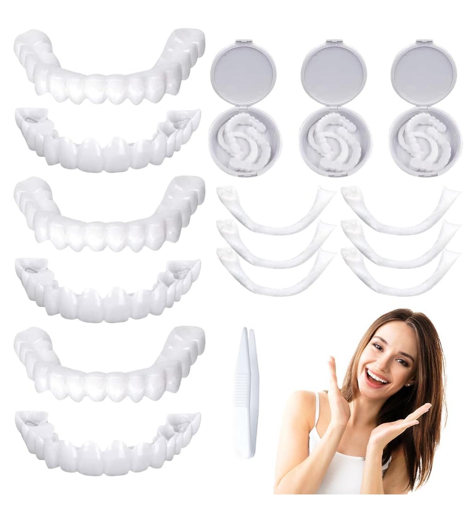2 Pair Lightning Dentures | Cosmetic Veneers Snap-On Teeth for Men & Women | Dental Repair Set - Buy Online on GoSupps.com