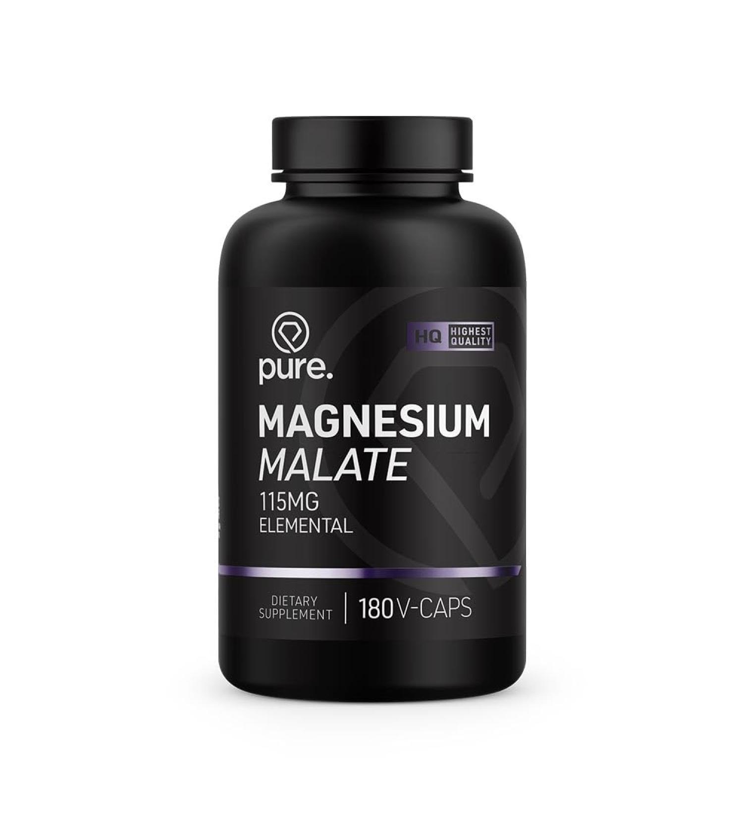 Pure Magnesium Malate 180 vegan caps 115mg malate minerals - Buy Online on GoSupps.com