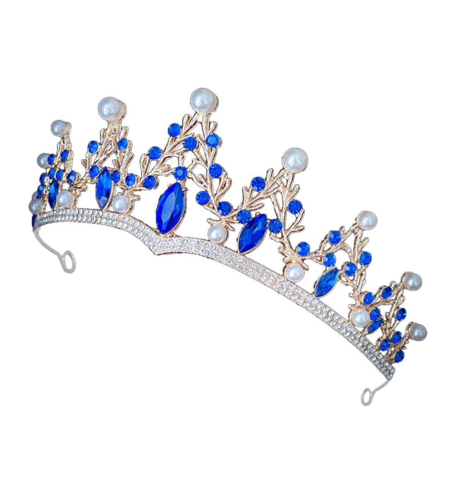 Beaupretty Wedding Rhinestone Crown Bling Crown Headband Bride Birthday Queen Crown Crystal Tiara for Wedding Party Dark Blue - Buy Online on GoSupps.com