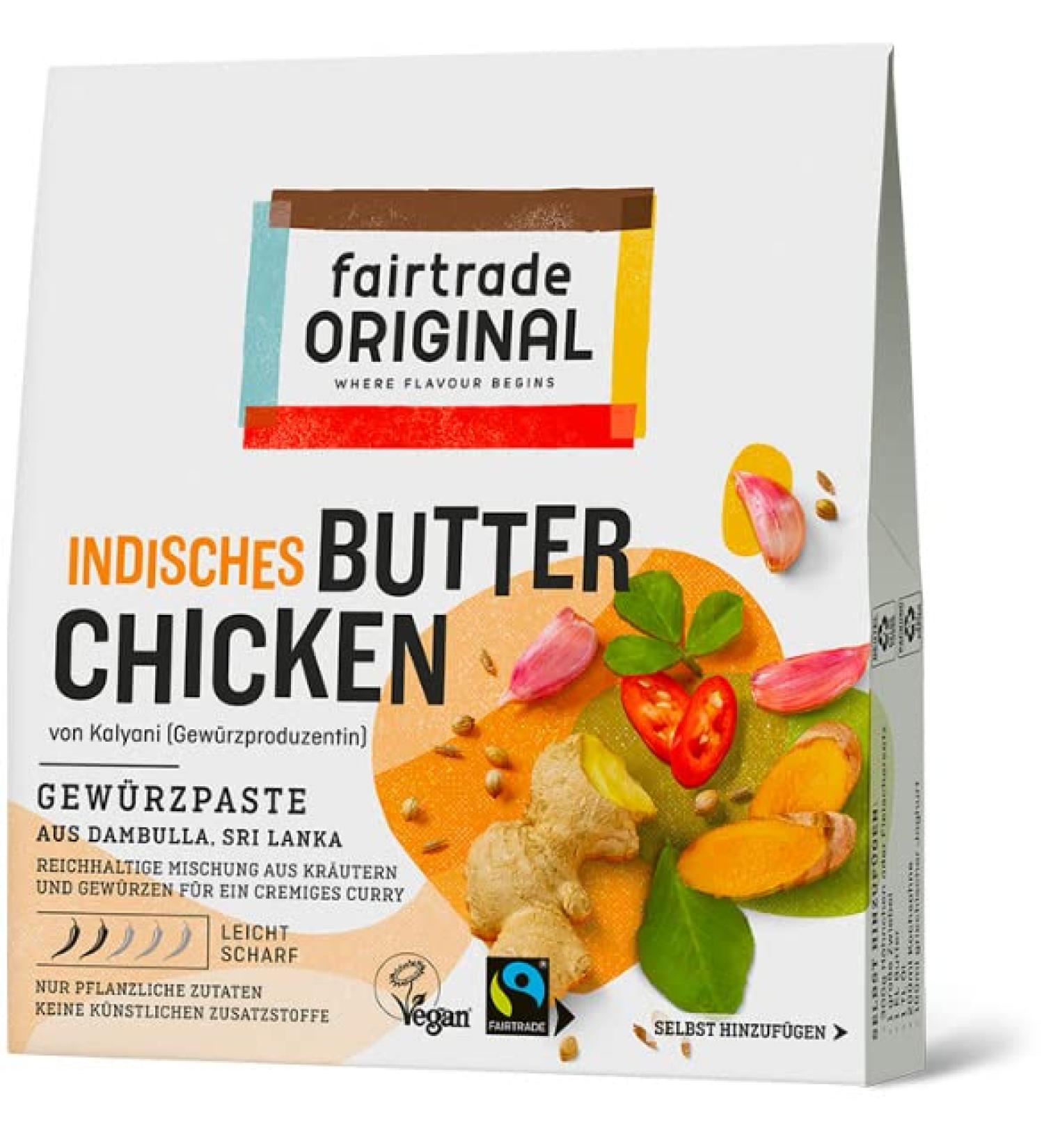 Fairtrade Original Indian butter chicken curry paste |Spice paste from Sri Lanka |Asian spice for Murgh Makhani Curry |Vegan herb paste without artificial additives (75g)