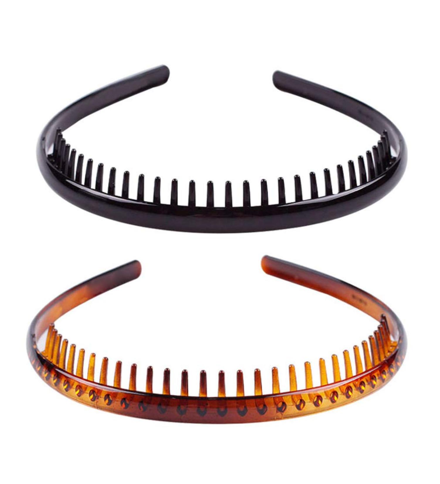 FRCOLOR 2 Pieces Teeth Comb Headbands Unisex Hard Plastic Tooth Hairband Anti-slip Hair Hoops Daily Headdress Hair Accessory for Women Men(Coffee Black) - Buy Online on GoSupps.com