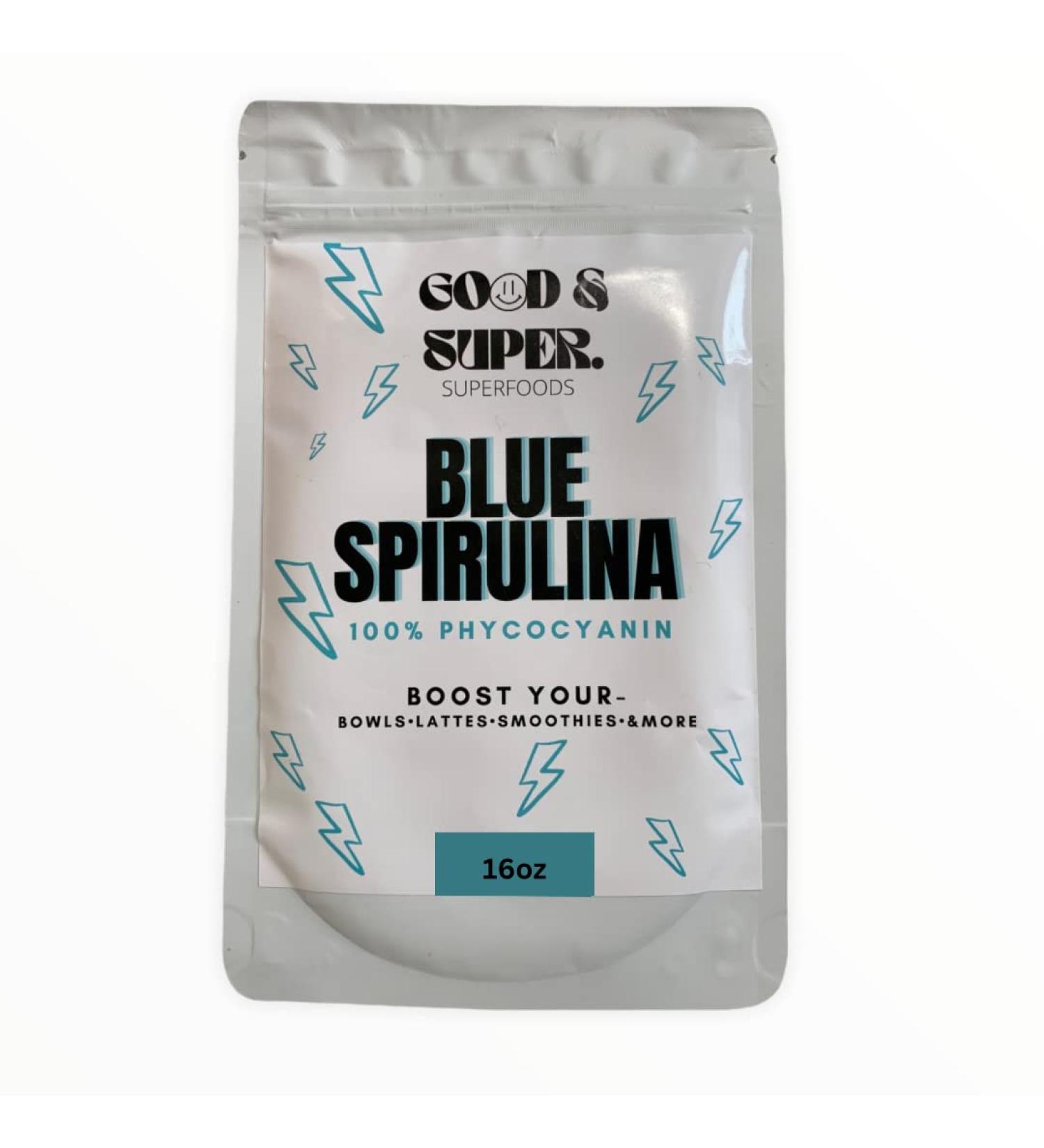 Blue Spirulina Powder - 1lb Pack | 100% Pure Phycocyanin Superfood from Blue Algae | Natural Food Coloring for Smoothies & Protein Drinks | Vegan-Friendly - Buy Online on GoSupps.com