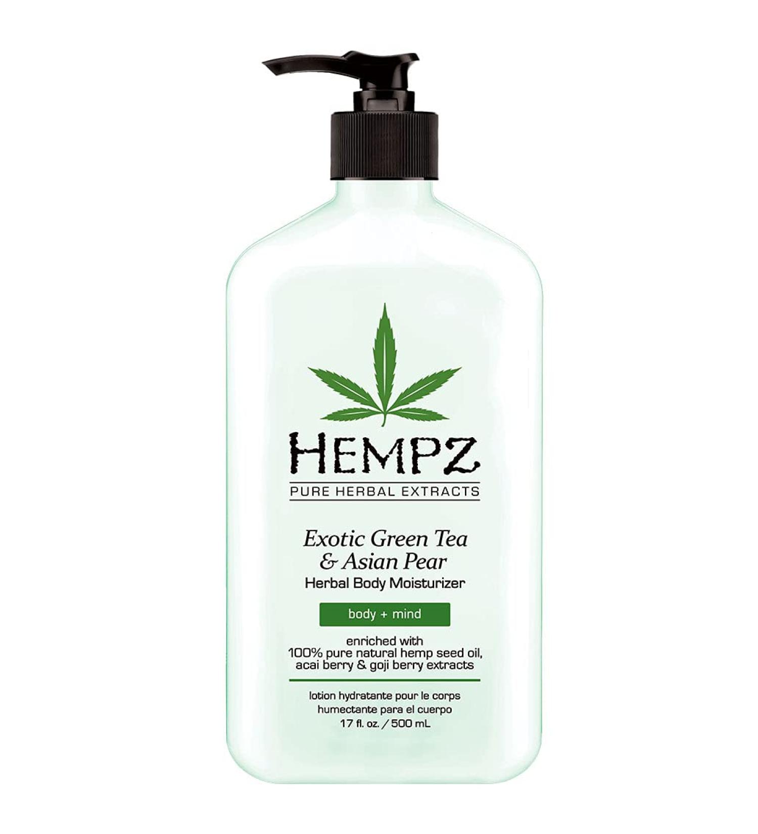 Hempz Exotic Green Tea & Asian Pear Herbal Body Moisturiser 500ml. - 100% Pure Hemp Seed Oil Nourishing Vegan Skin Lotion for Dryness and Flaking with Acai and Goji Berry - Buy Online on GoSupps.com