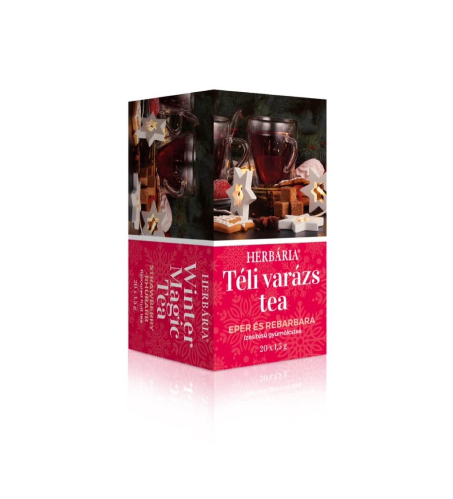 Herbaria Strawberry and Rhubarb 100% Natural Fruit Herbal Flavoured Seasonal Tea with Hibiscus Flower Rosehip Sunflower Petals