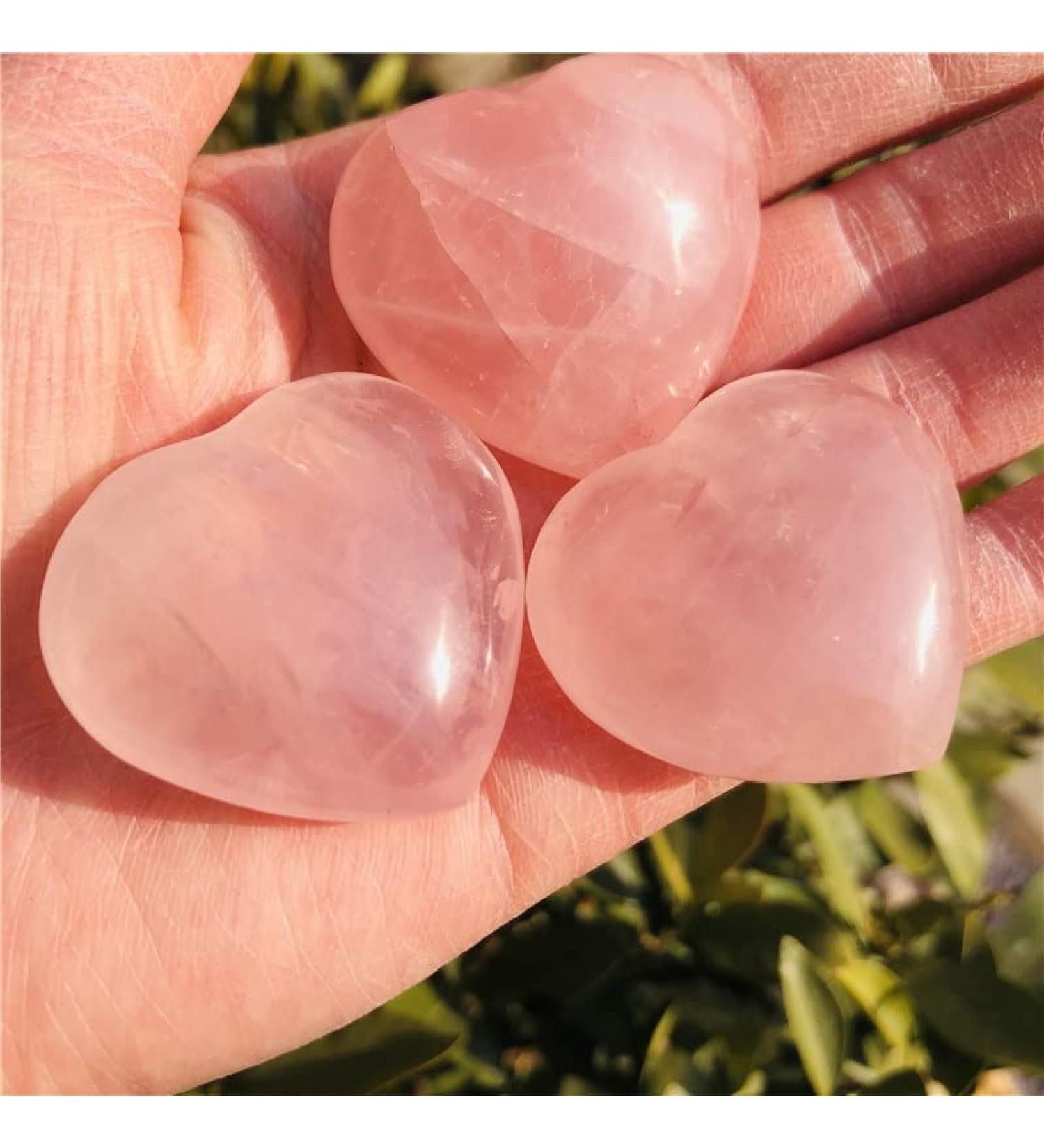 Natural Crystal Rough 3pcs Natural Crystal Stone Rose Quartz Love Heart Shaped Stone Crystal gemston 30mm