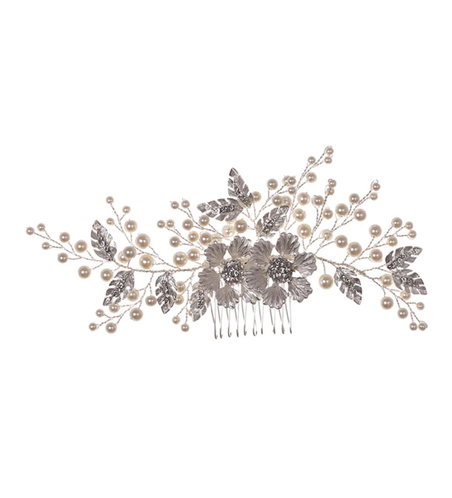 Beatifufu Flower Comb Wedding Hair Comb Rhinestone Headdress Hair Topper Bridal Headpiece Rhinestone Hair Comb Pearl Hair Comb Zinc Alloy Headdress Bride European and American Decorate Abs - Buy Online on GoSupps.com