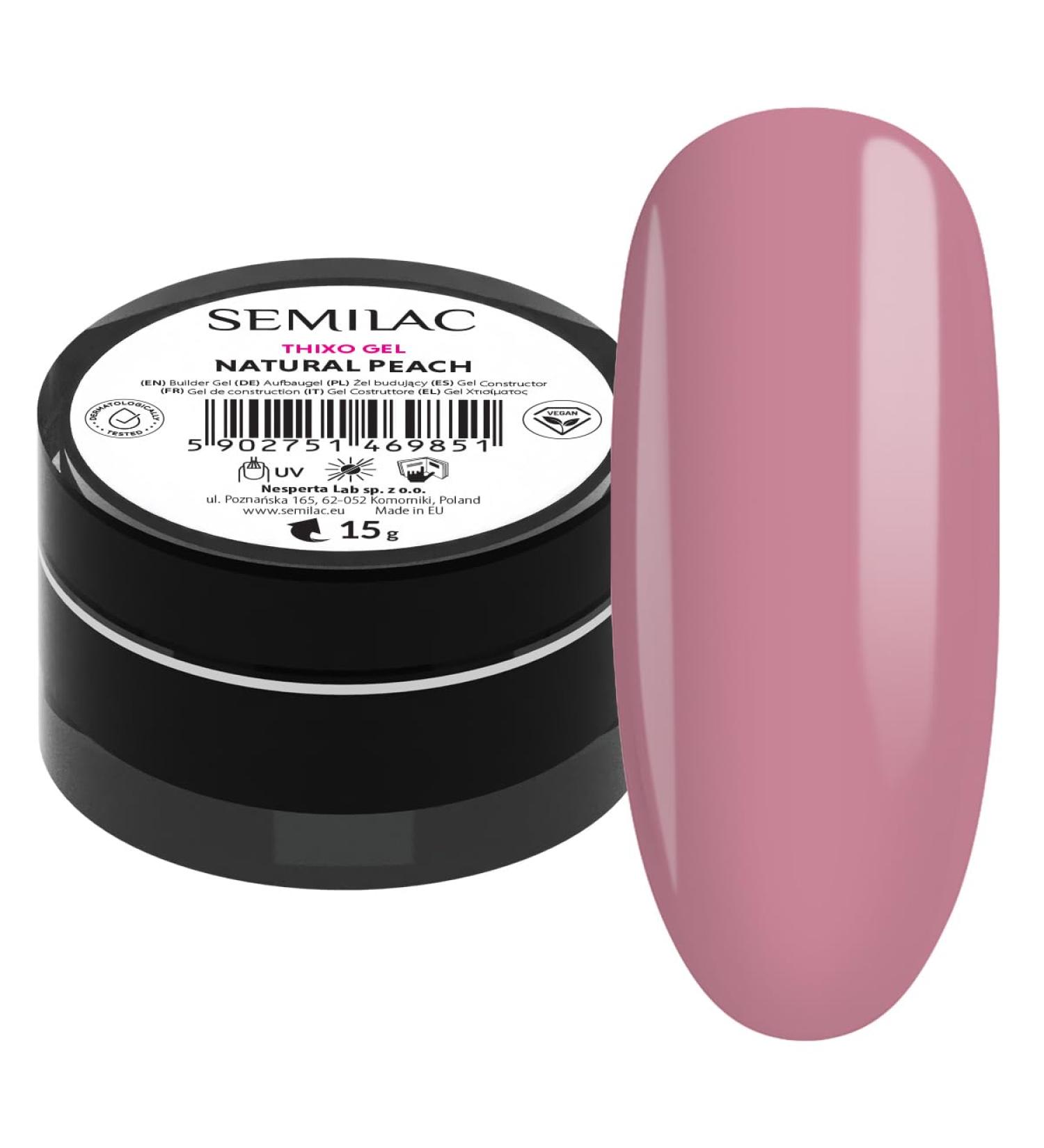  Semilac Semilac Builder Thixo Gel Natural Peach 15g - Construction for Nail Extension and Reconstruction - UV LED - Thixotropic and Self Smoothing - Semi-Covering Gel - Buy Online on GoSupps.com