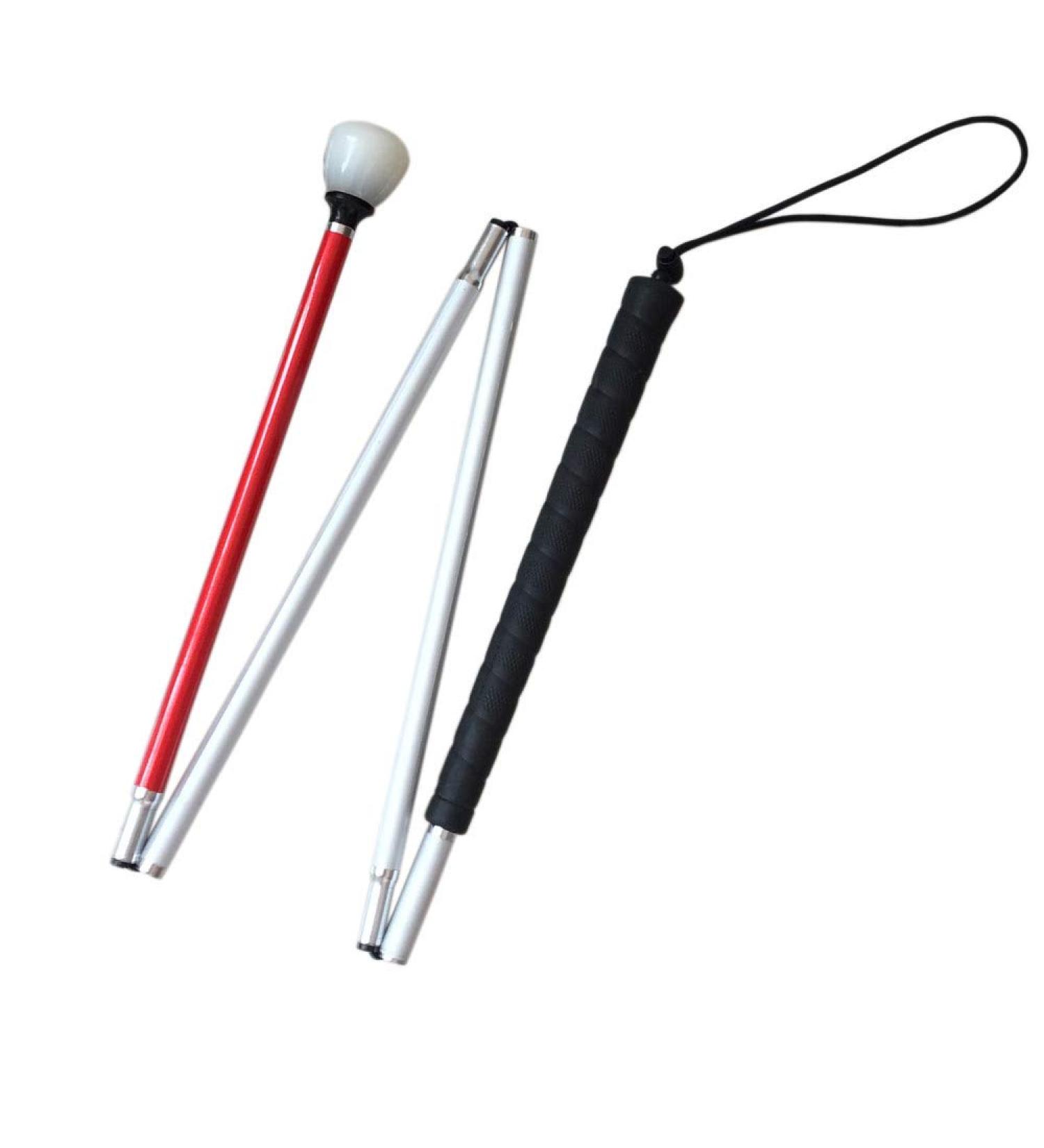 White Cane Aluminum Mobility Folding Cane for The Blind (Folds Down 4 Sections) (123 cm (48.4 inch)) - Buy Online on GoSupps.com