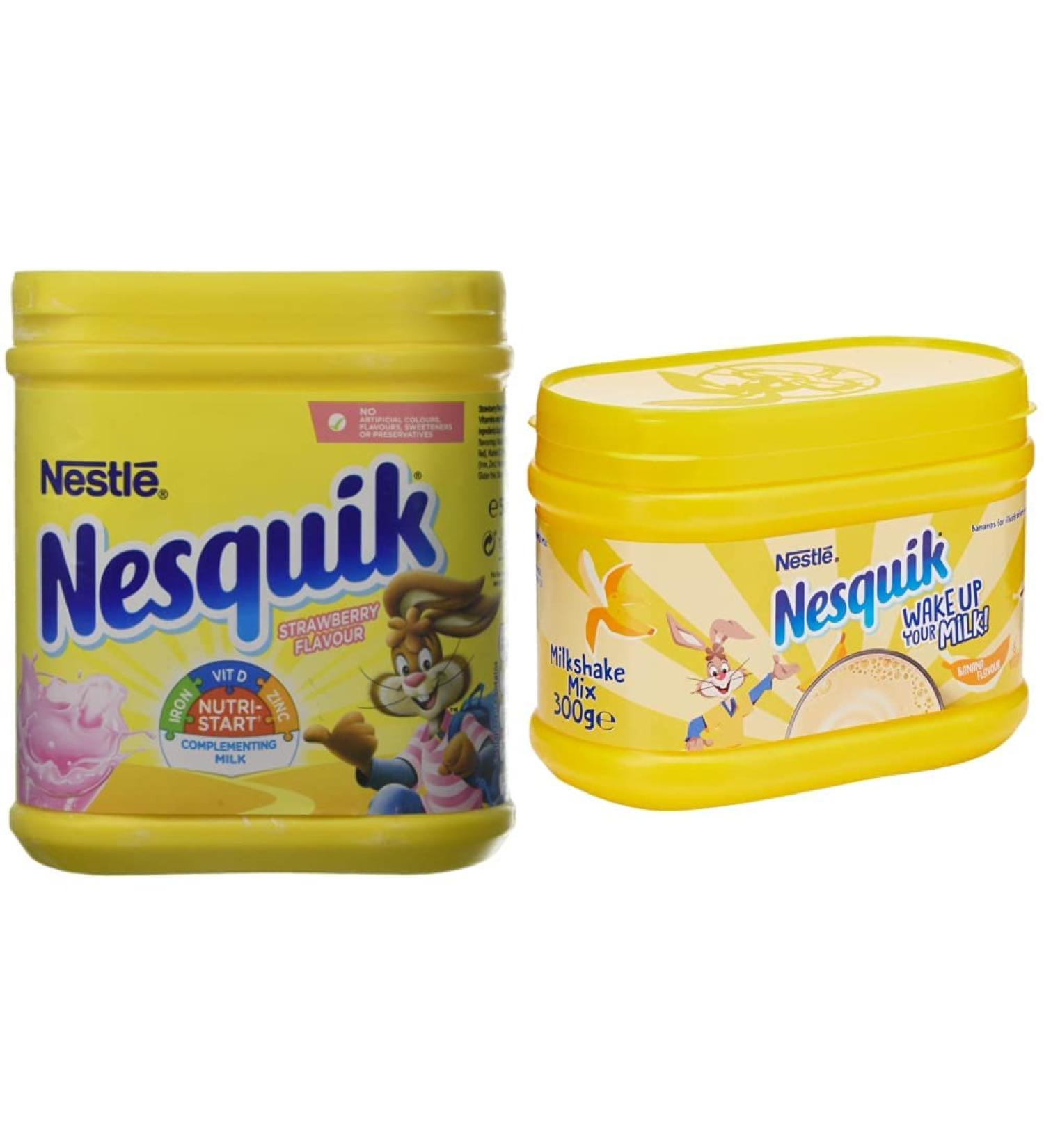 Nesquik Strawberry Powder Tub 500 g (Pack of 10) & Banana Milkshake Mix 300g - Buy Online on GoSupps.com