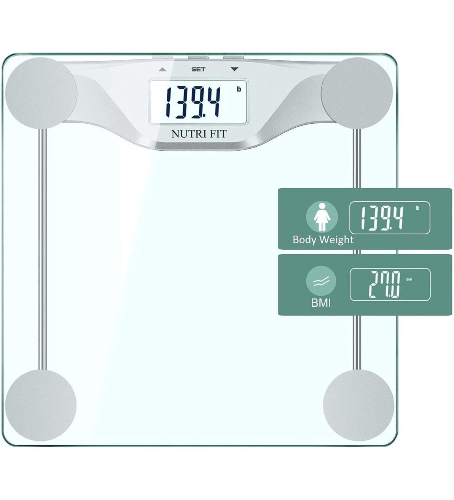 NUTRI FIT Digital Bathroom Scale with BMI, Large Backlight Display - 400 lbs Capacity - Buy Online on GoSupps.com