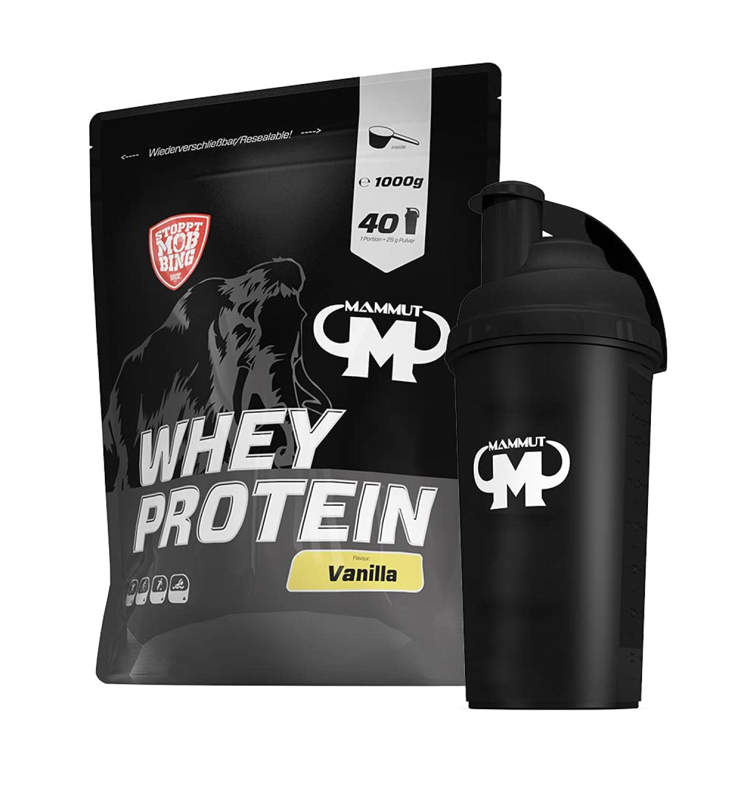 1kg Mammut Whey Protein - Vanilla Flavor with Free Shaker Bar & Powderbank | International Shipping - Buy Online on GoSupps.com