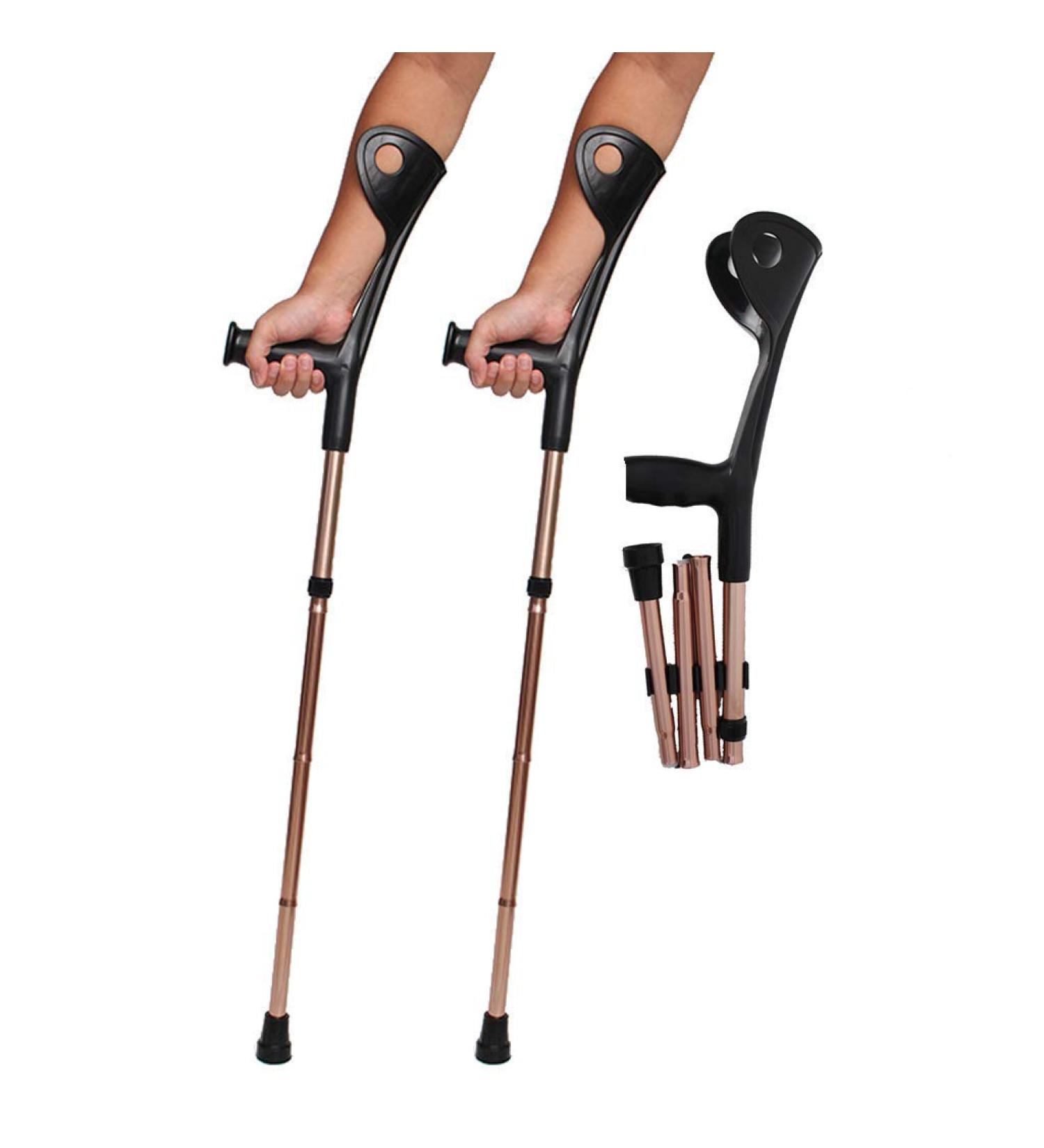 Aluminum Alloy Foldable Four Folds Elbow Crutches Assistance Hight Adjustable cm with Comfy Handle 2pcs - Buy Online on GoSupps.com