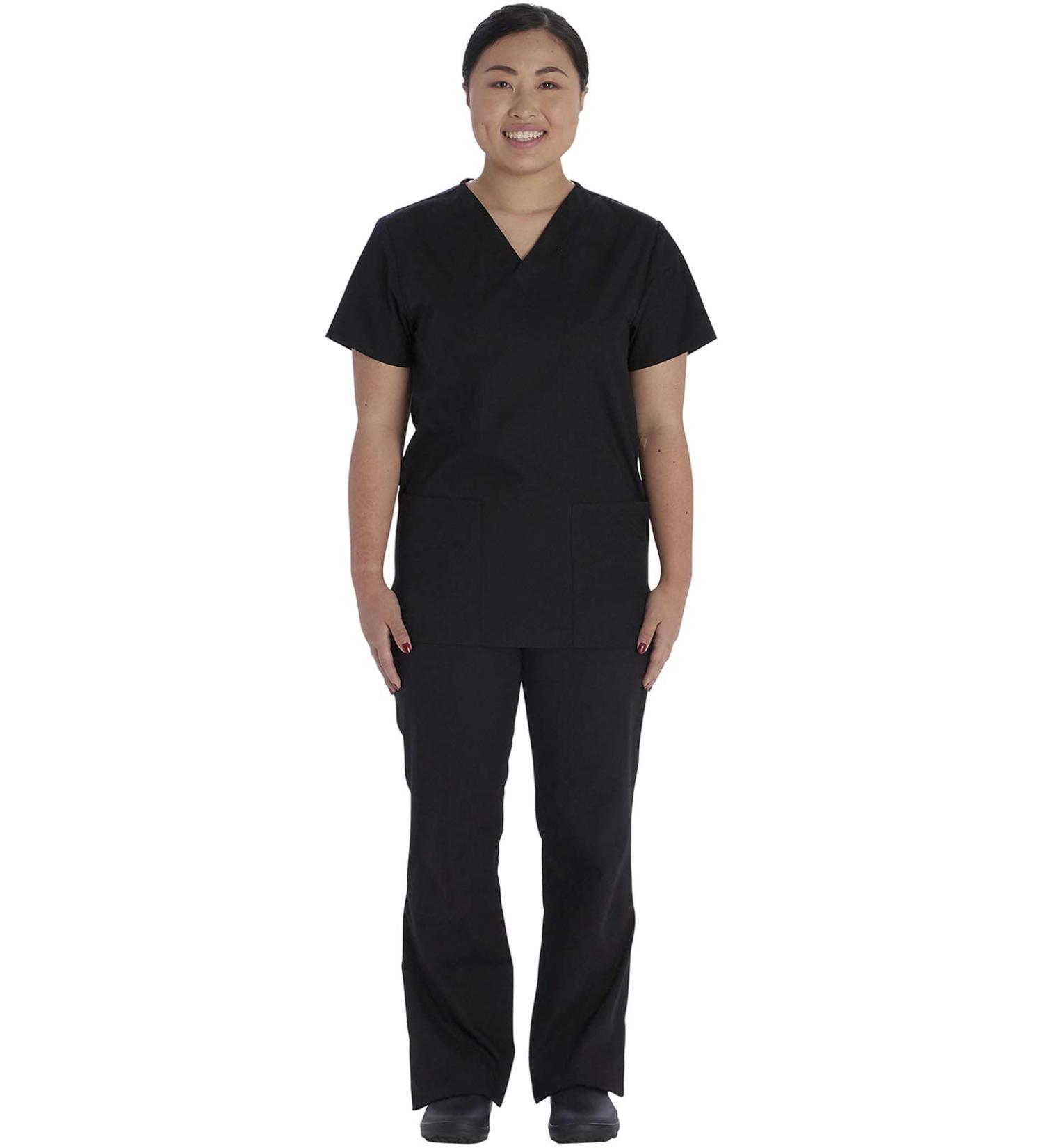 Vital Threads Unisex Scrubs Set V-Neck Top & Drawstring Pant VT509C - Medium Black - Buy Online on GoSupps.com
