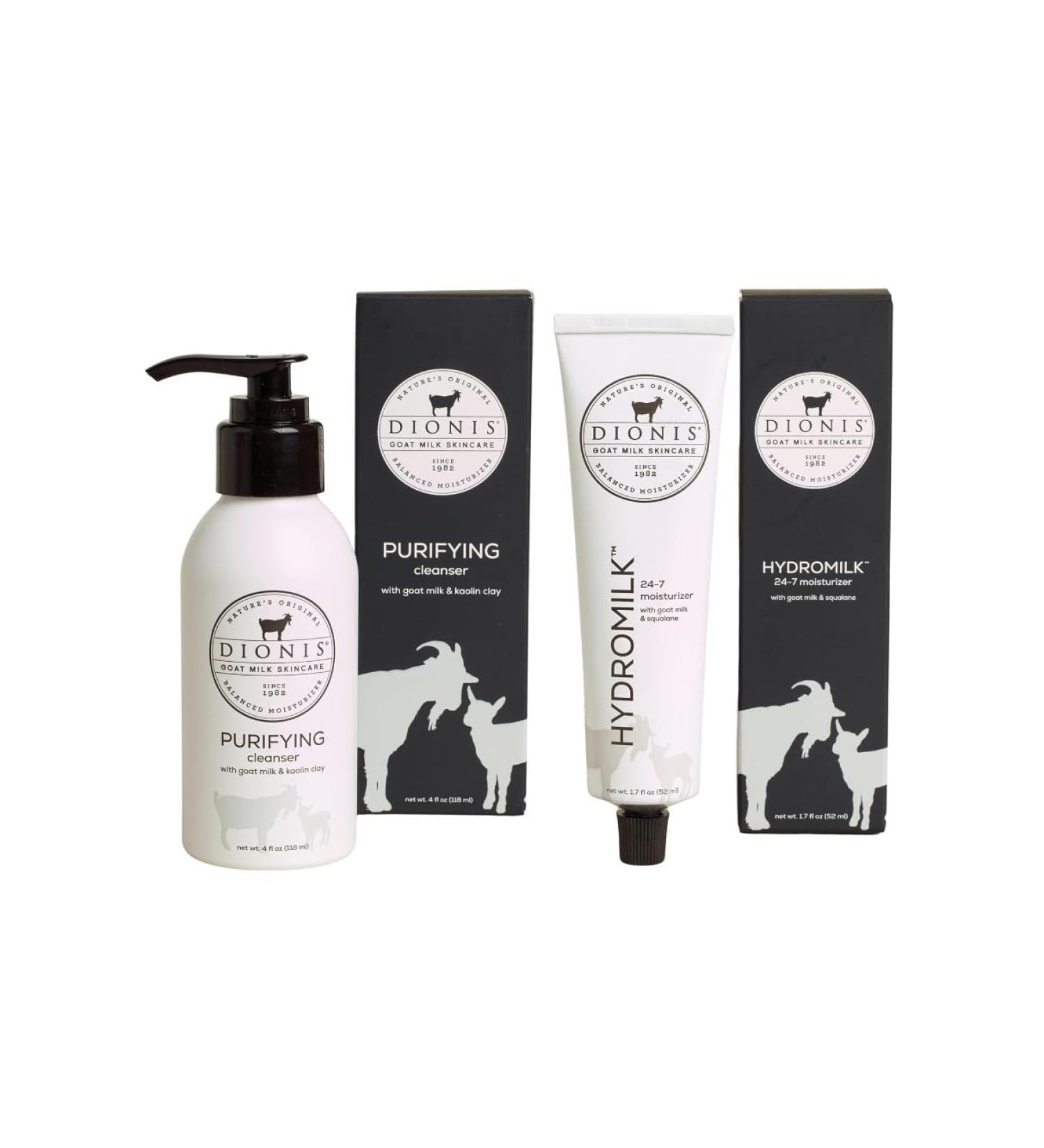 Dionis Goat Milk Skincare 4 fl oz Purifying Cleanser +1.7 fl oz Hydromilk 24-7 Moisturizer - Buy Online on GoSupps.com