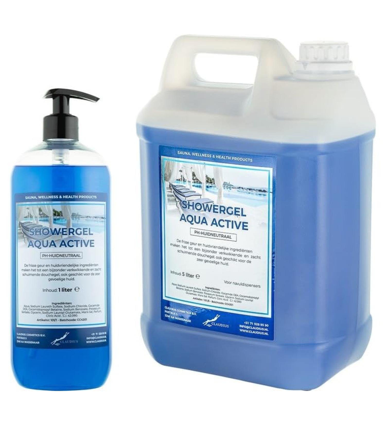 Claudius Showergel Aqua Active 5 liters + 1 liter with pump transparent