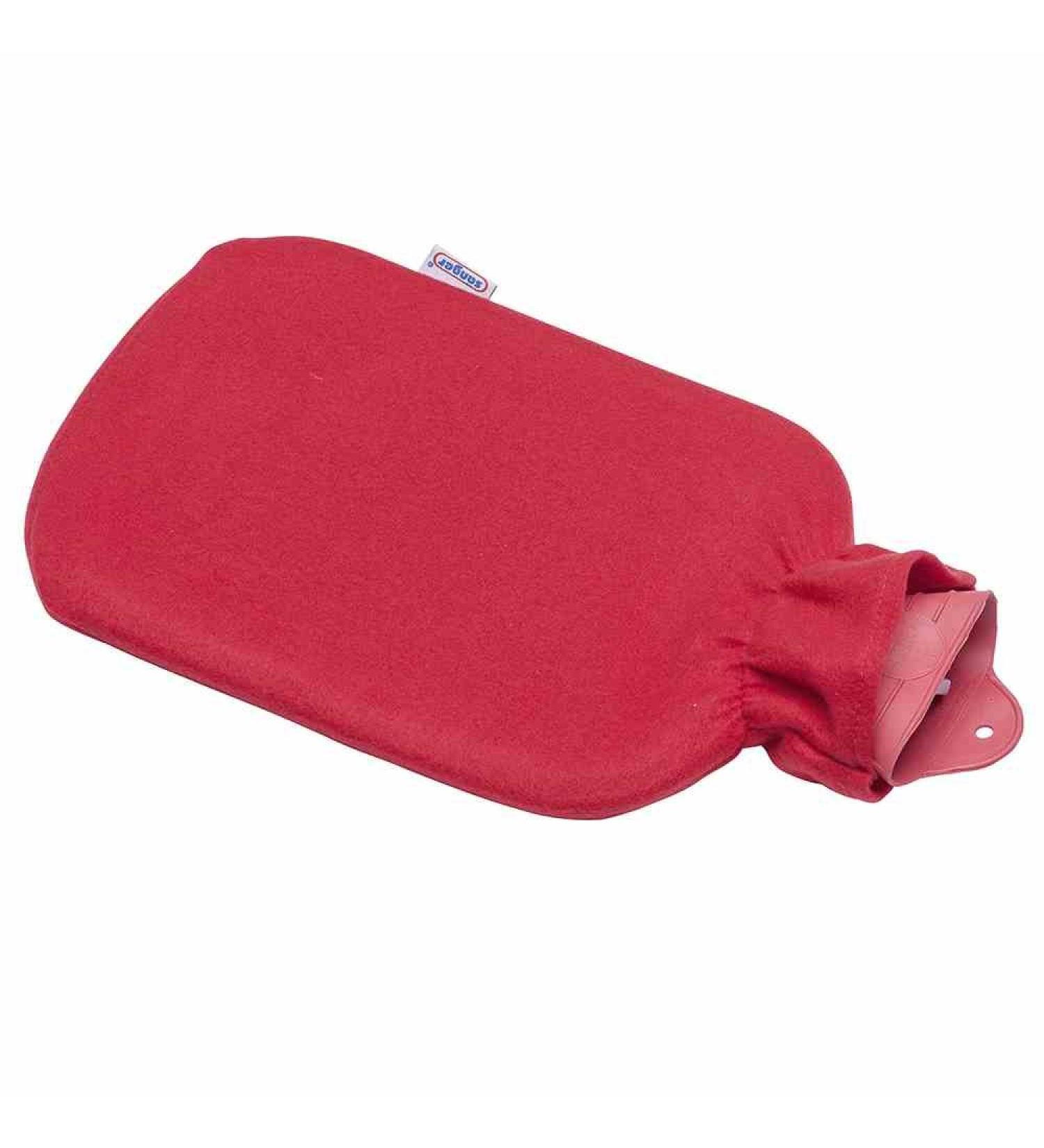 Hot water bottle with fleece cover 2.0 liters (red)