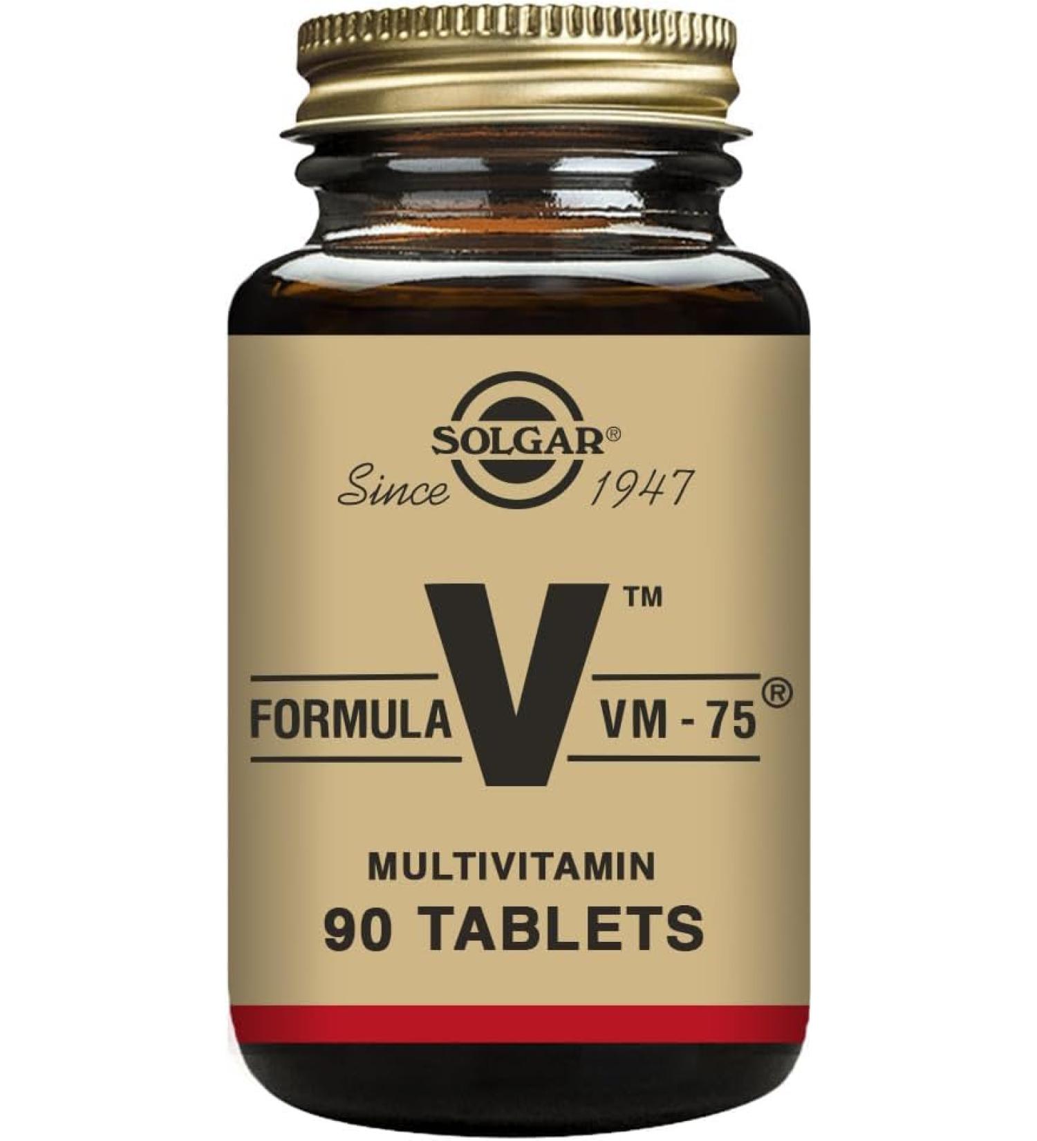 Solgar Formula VM-75, 90 Tablets - Multivitamin with Chelated Minerals - Vitamin A, B6, B12, C, D, E - Biotin, Magnesium, Calcium, Iron, Zinc, - Vegan, Gluten Free, Dairy Free, Kosher - 90 Servings - Buy Online on GoSupps.com