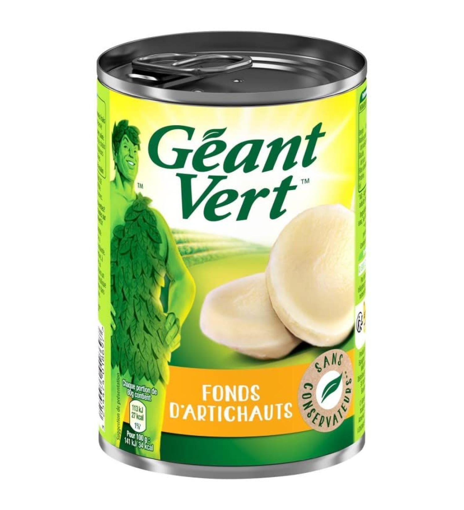 GEANT VERT - Fonds d'artichauts entiers pr par s en conserve de 210g id als pour vos recettes de cuisine. - Lot De 3 - Vendu Par Lot