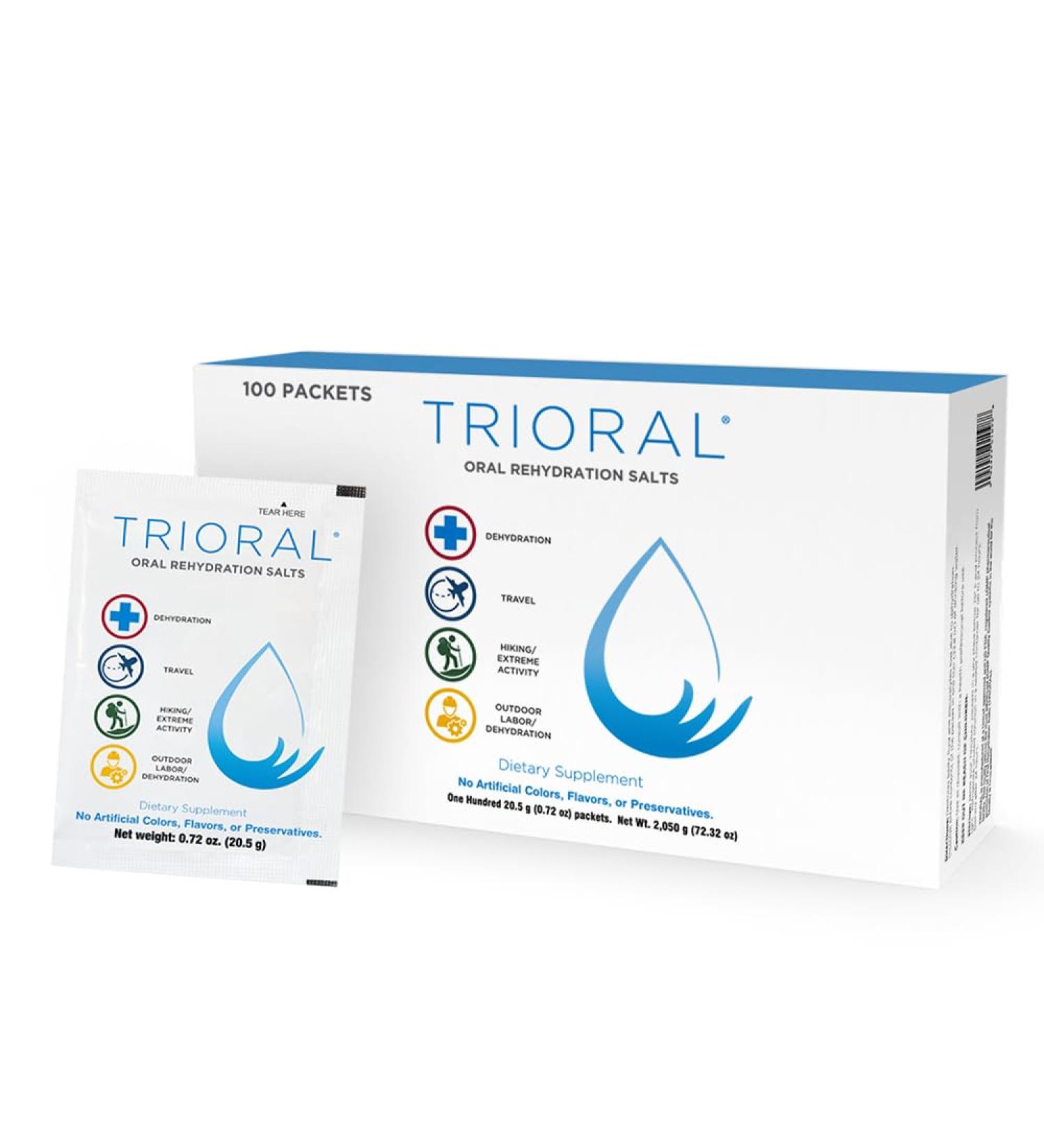 TRIORAL Poudre d' lectrolytes d'hydratation (lot de 100) - Solution de r hydratation rapide formule hydratante essentielle lutte contre la d shydratation des entra nements sports et plus encore - Buy Online on GoSupps.com