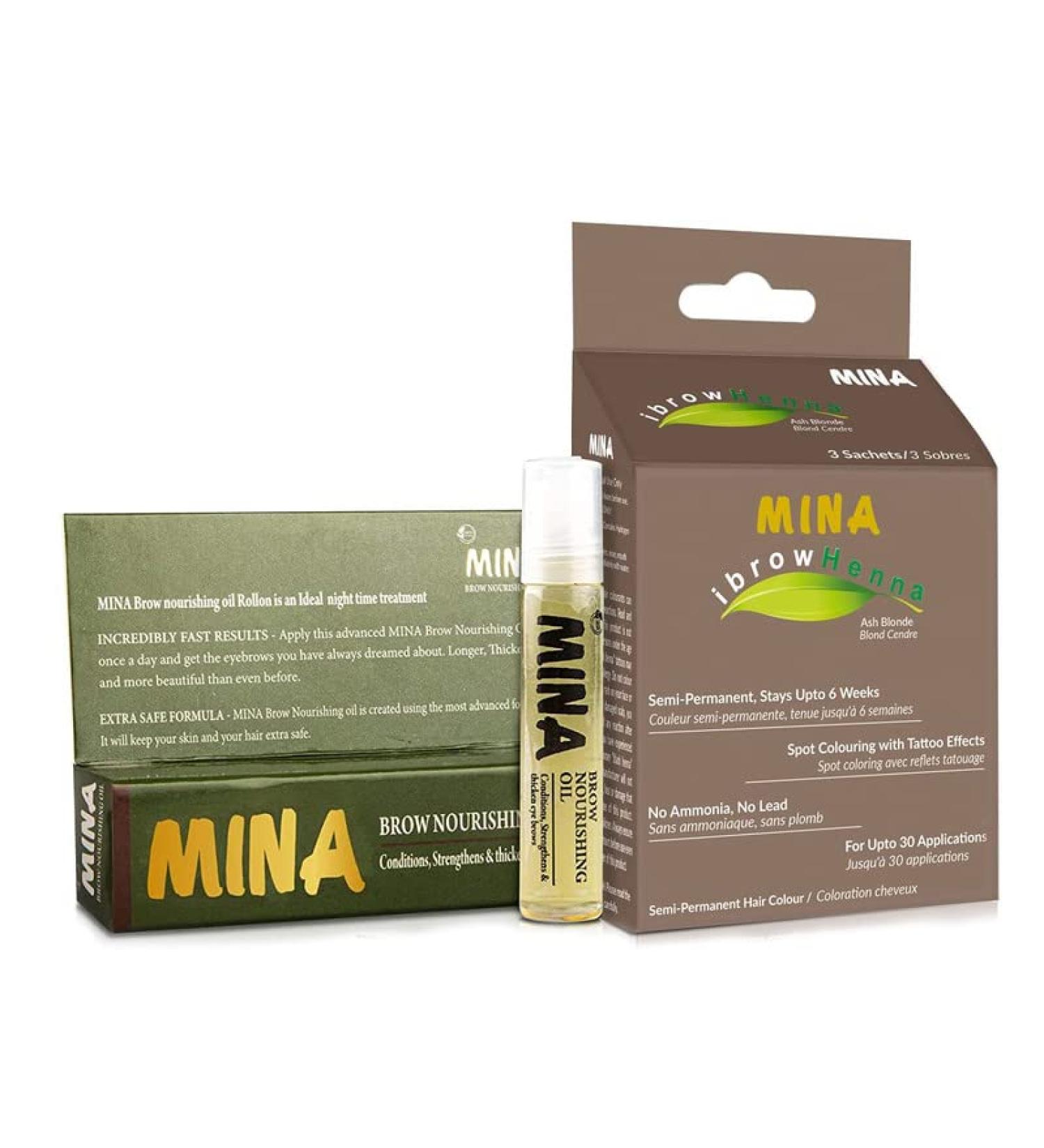 MINA ibrow Ash Blond Professional Hair Color Henna Kit - Regular Pack with Nourishing Oil - Buy Online on GoSupps.com