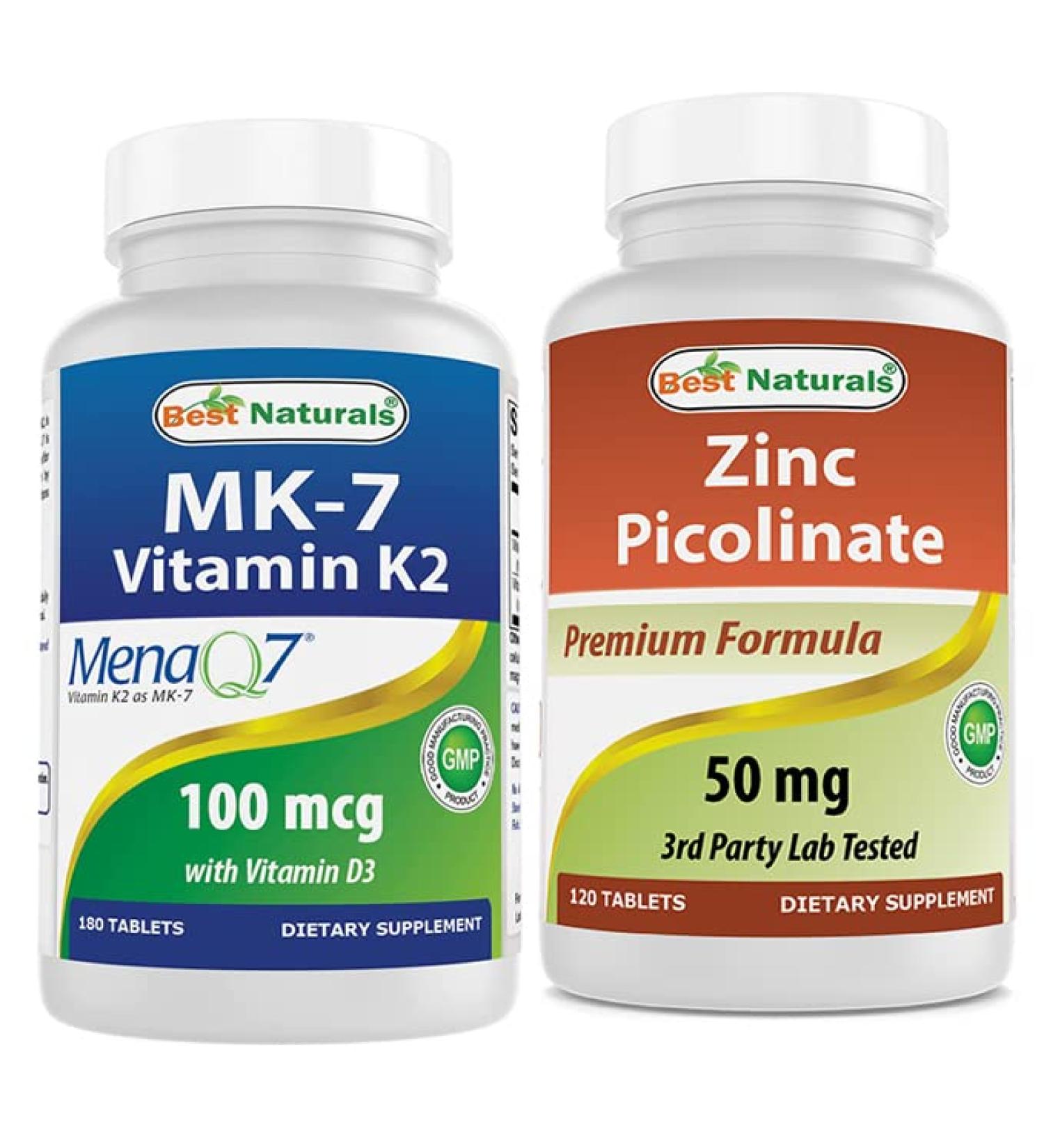 Best Naturals Vitamin K2 (MK7) with D3 & Zinc Picolinate 50 mg - Buy Online on GoSupps.com