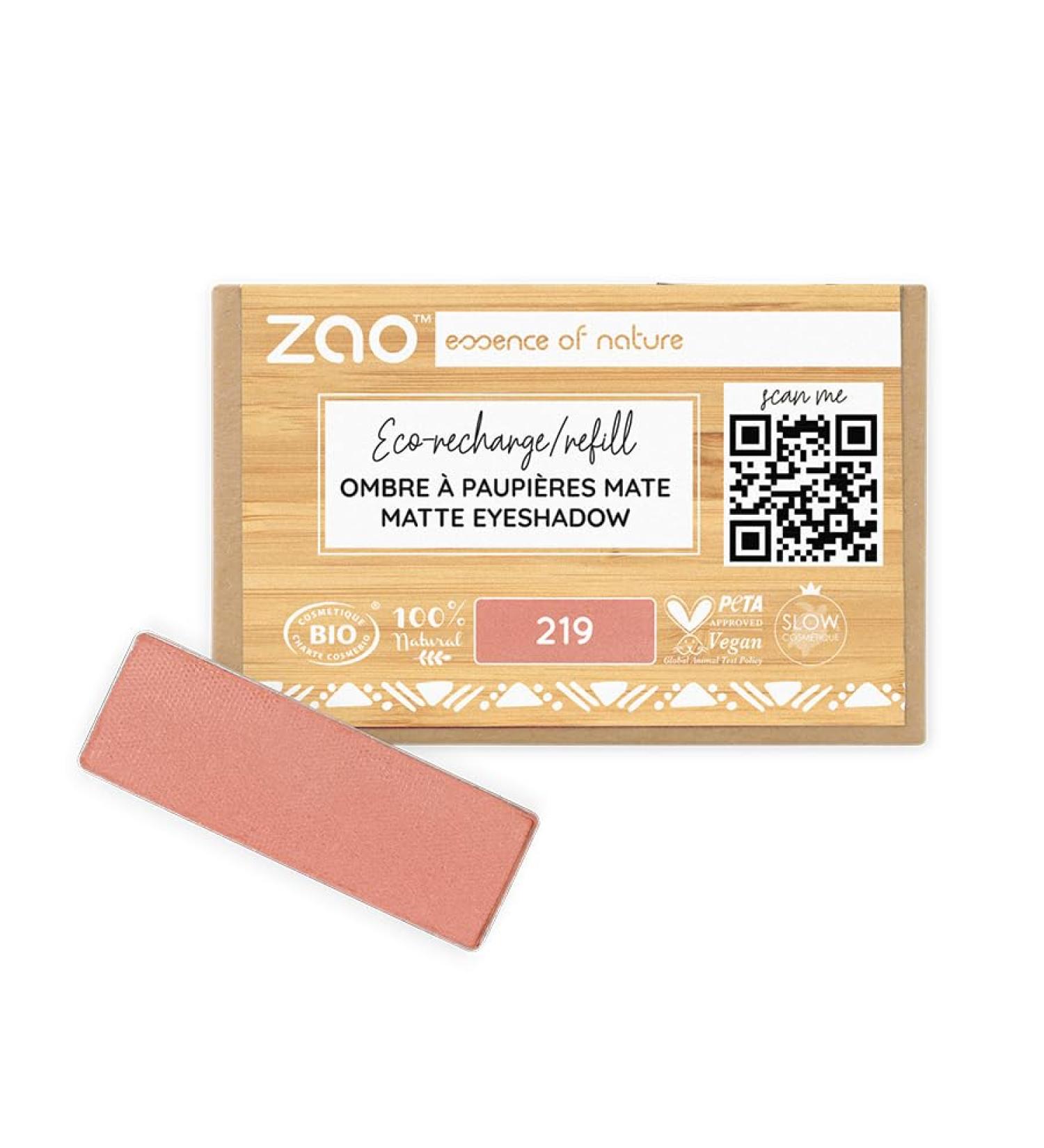 ZAO essence of nature Zao Eye Shadow 219 Rectangular Refill Terracotta Pink