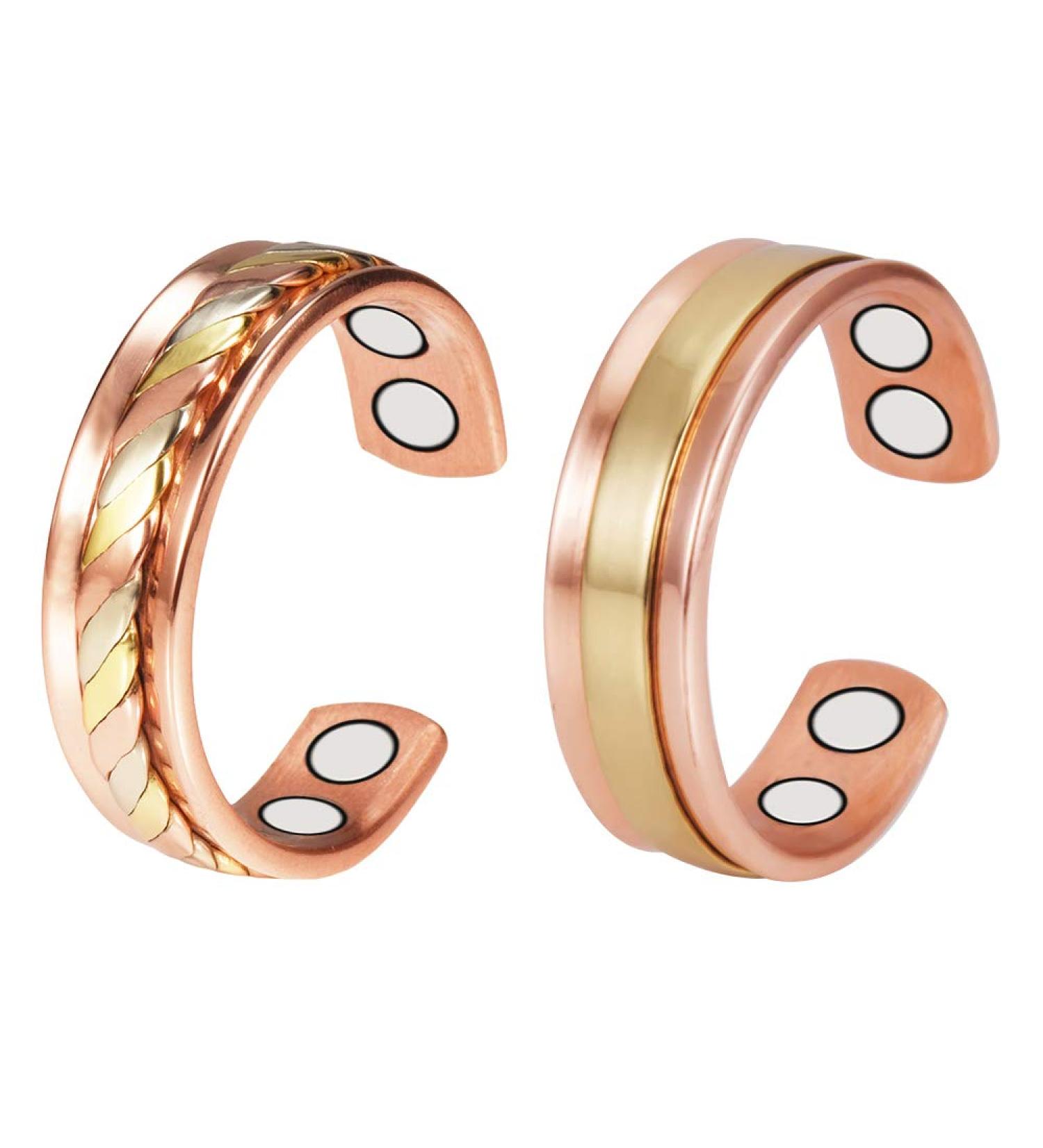 YINOX Magnetic Copper Ring for Men - 4 Magnets Adjustable Arthritis Pain Relief - 2 Pack - Buy Online on GoSupps.com