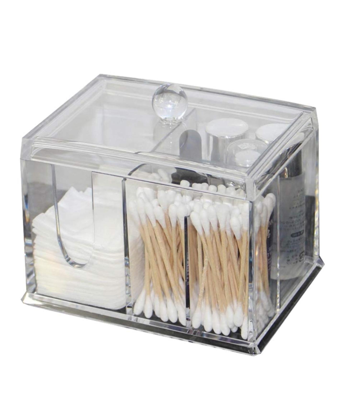Fomiyes Kasten Wattepad Organizer - Clear Mini Container with Lid for Cosmetics & Toothpicks | International Shipping Available - Buy Online on GoSupps.com