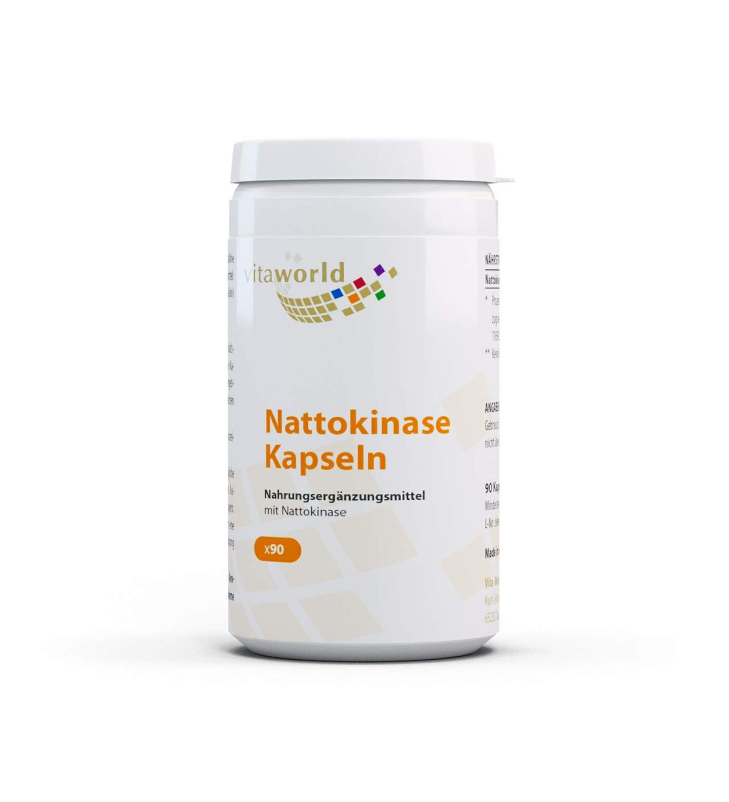 Vita World Pack of 3 Nattokinase 100mg 2000 FU 3 x 90 Capsules Resistant to Gastric Acid Made in Germany