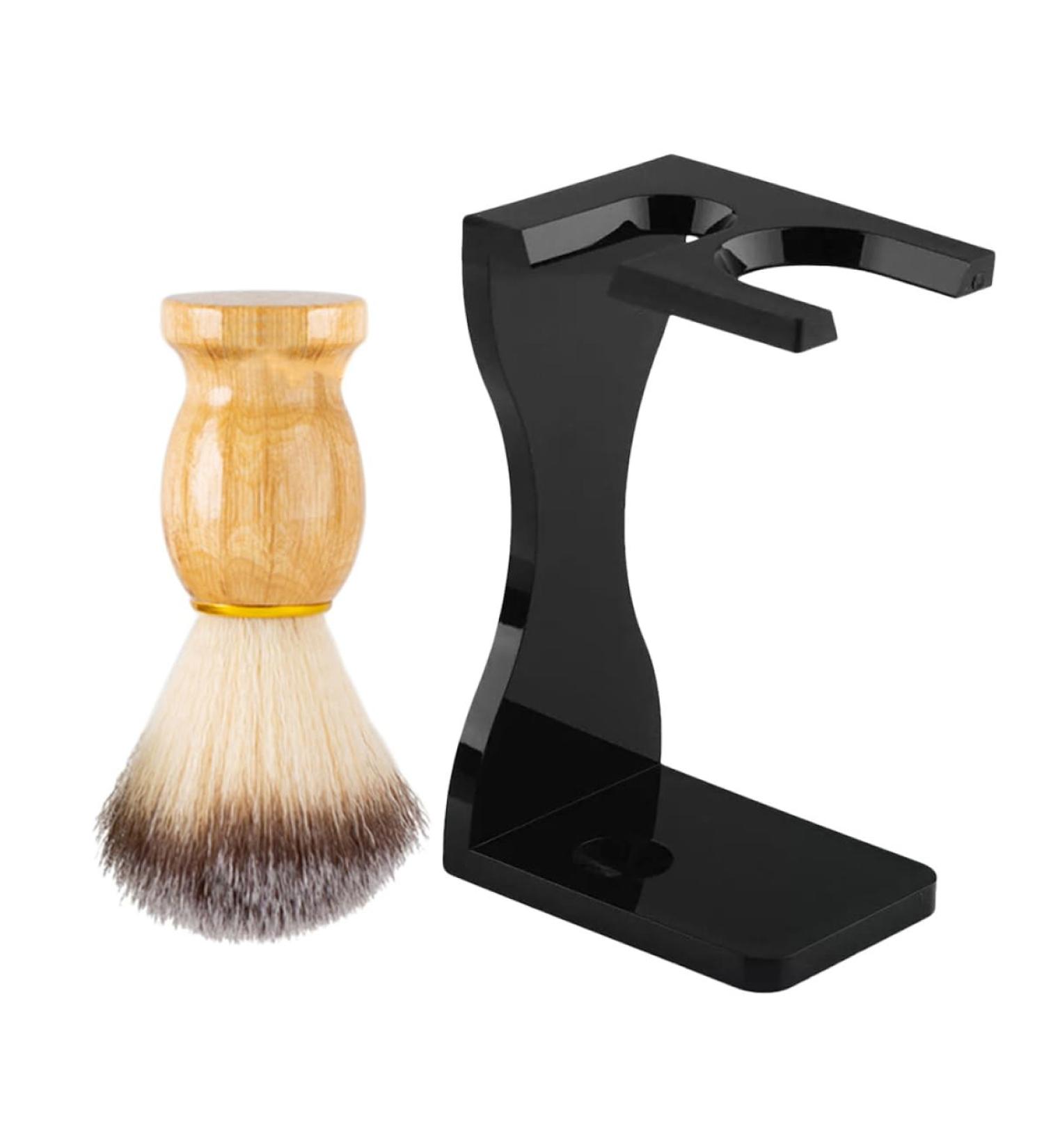 Frcolor Shaving Set - 2 Sets of Acrylic Shaving Stands & Brushes | Durable Razor Holder for Home Salon Use - Buy Online on GoSupps.com