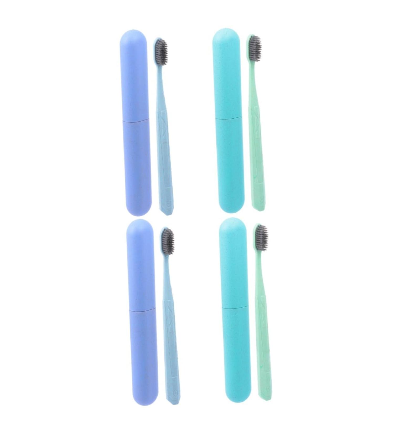Buy Gatuida 4-Piece Travel Toothbrush Set - Soft Manual Wheat Gum Care with Case | Ultra Soft and Eco-Friendly - Buy Online on GoSupps.com