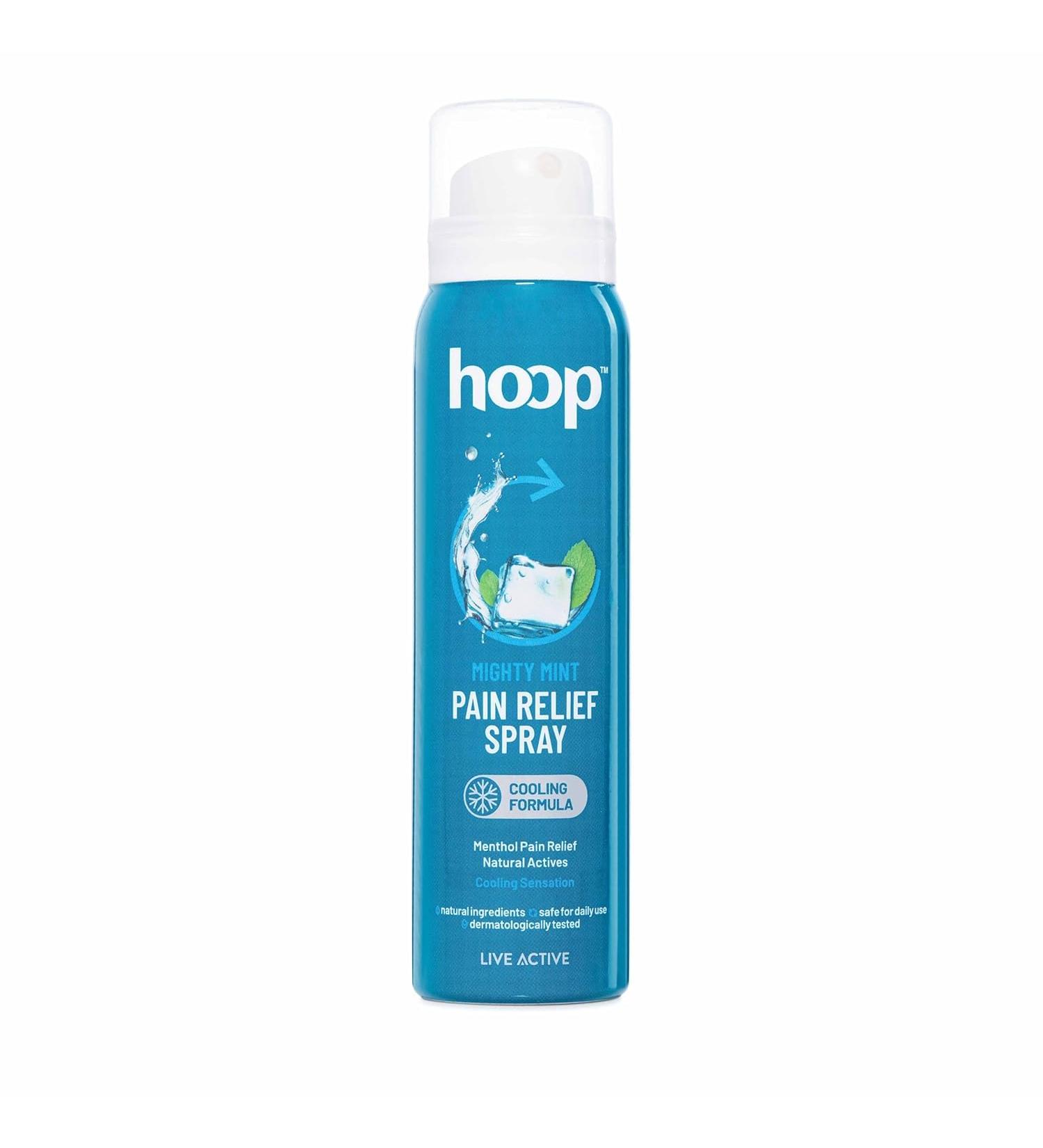 hoop Mighty Mint Pain Relief Spray | Cryotherapy Cooling for Instant Relief from Back Pain Leg Pain Lumbar Pain Knee Pain Joint Pain Sports Injuries Muscle Pain | 80 g - Buy Online on GoSupps.com
