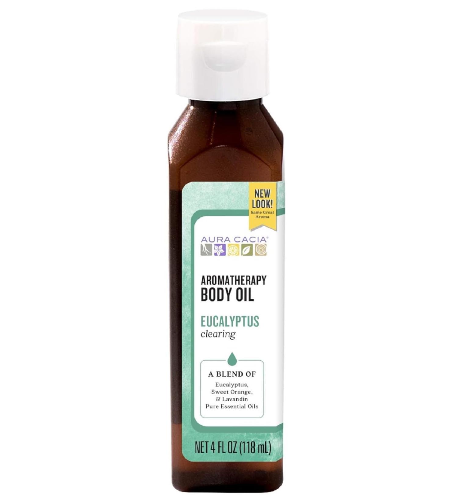 AURA CACIA Clearing Eucalyptus Aromatherapy Body Oil - 4 fl. oz (118 ml) - International Shipping Available - Buy Online on GoSupps.com