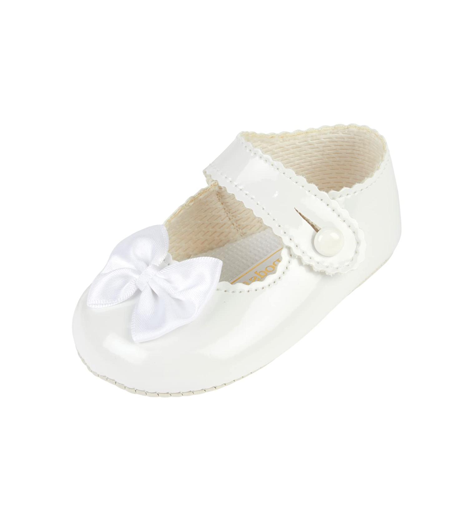Baypods Baby Girls Soft Sole Pre Walker Shoes, White Patent, Made in England - Size 0 UK Child - Buy Online on GoSupps.com