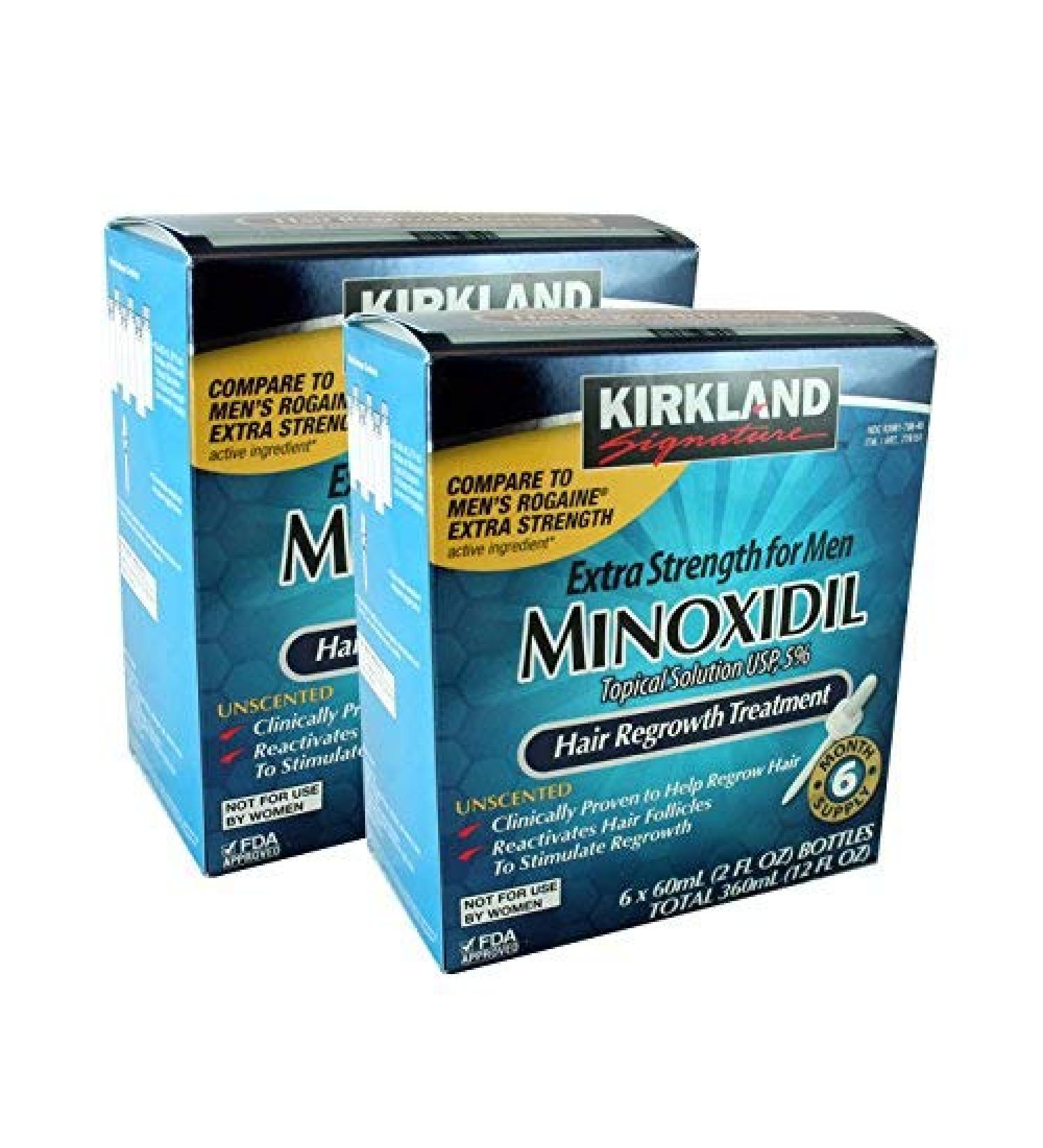 Kirkland Signature Minoxidil 5% Extra Strength Hair Regrowth for Men (1 Years Supply) White 6 Count (Pack of 2)