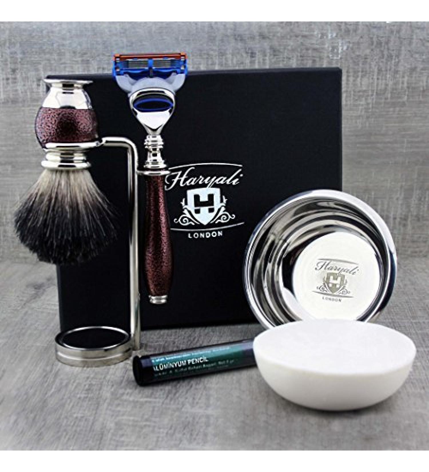 6 Pc Men's Shaving Kit - Safety Razor Badger Hair Brush Bowl & Soap Set - Grooming Essentials for Men - Buy Online on GoSupps.com
