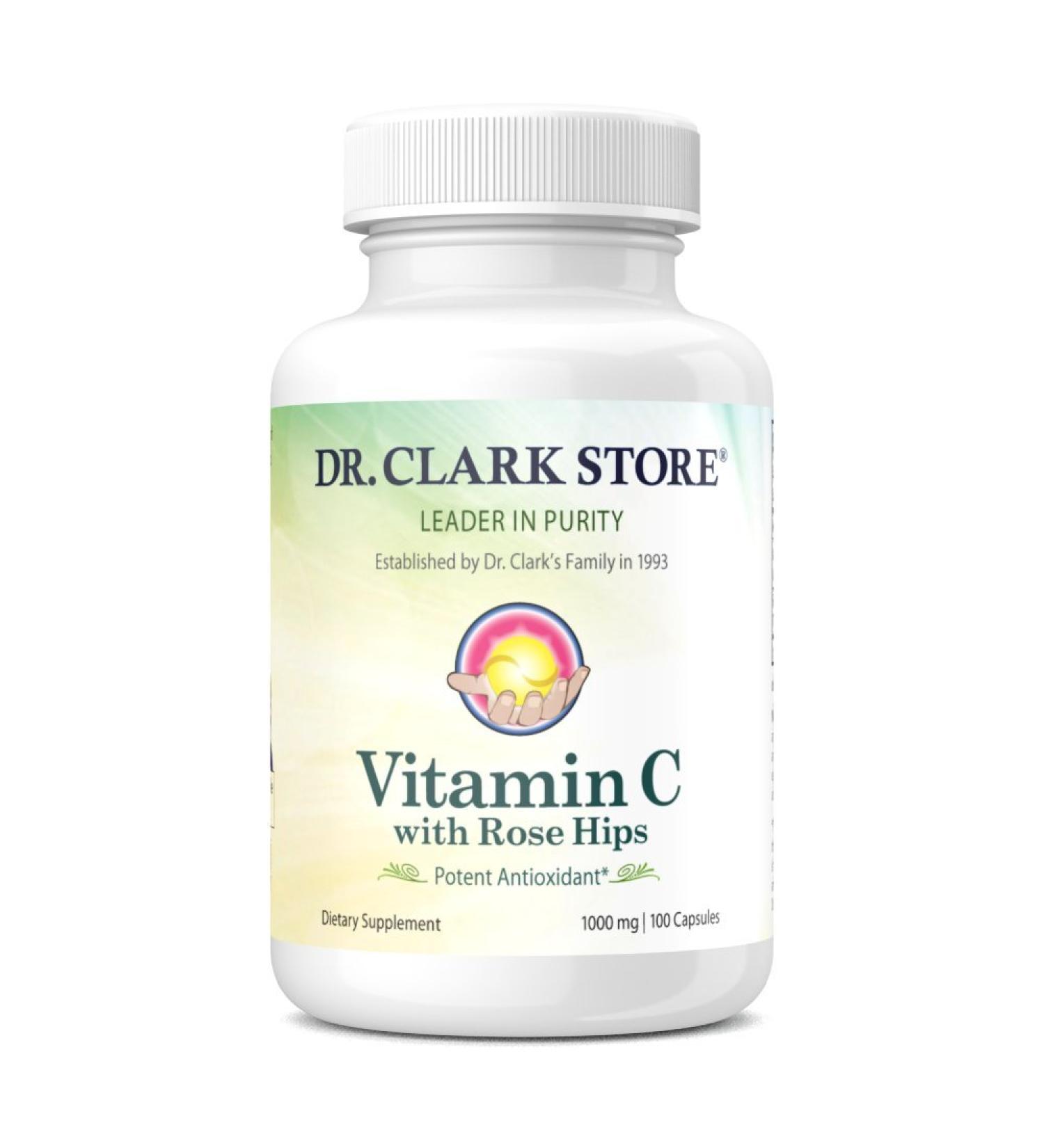 Dr. Clark Vitamin C 1000mg with Rose Hips | 100 Gelatin Capsules - Buy Online on GoSupps.com
