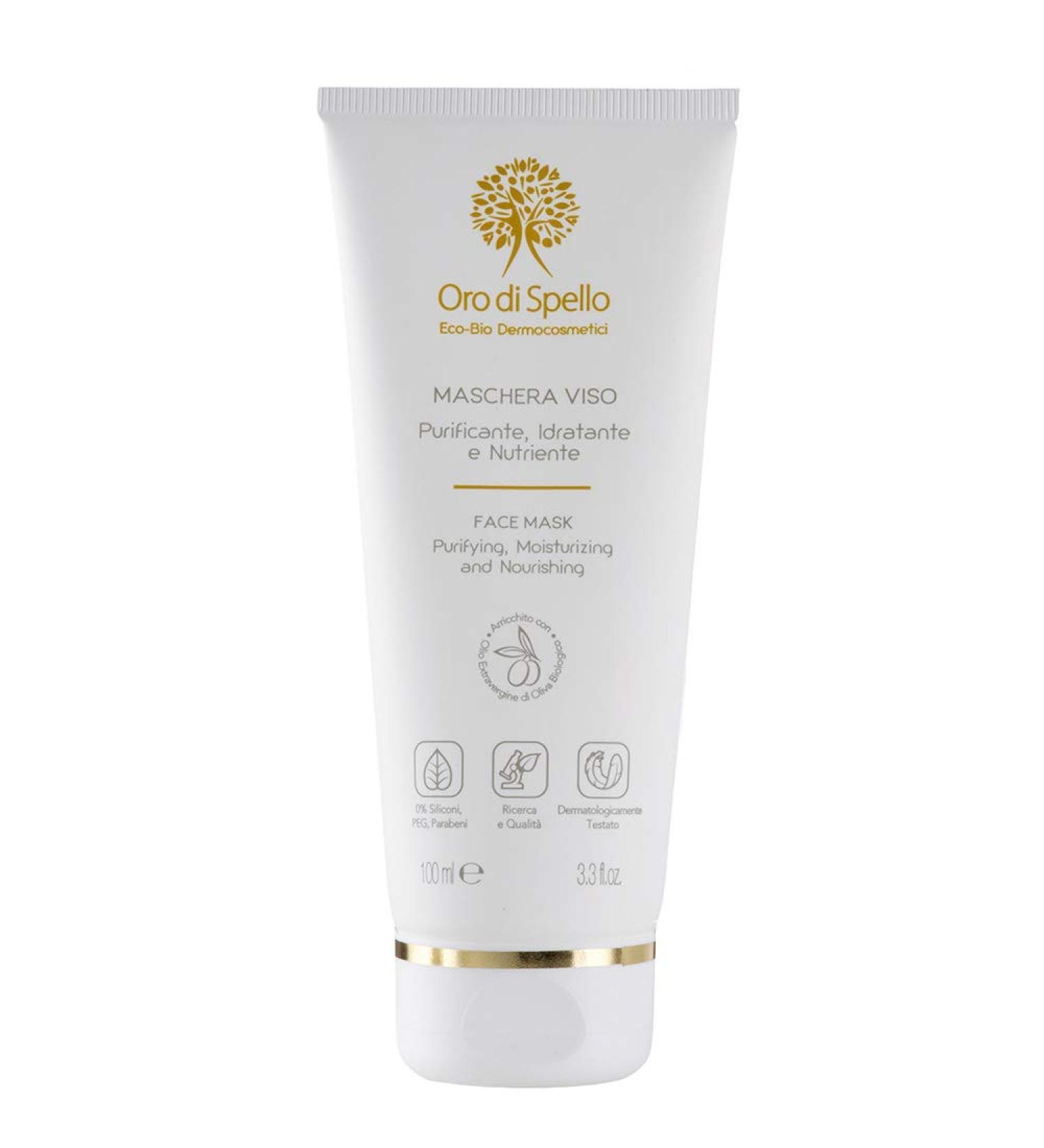 oro di spello Organic Purifying Face Mask with White Clay Moisturising and Nourishing 1 Box of 100 ml