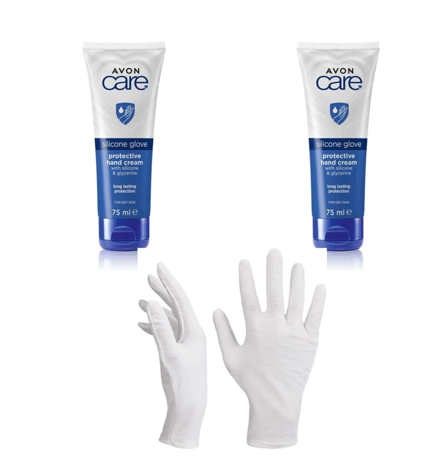 Avon Silicone Glove Handcream 2-Pack with Overnight Moisture Cotton Hand Gloves - Buy Online on GoSupps.com