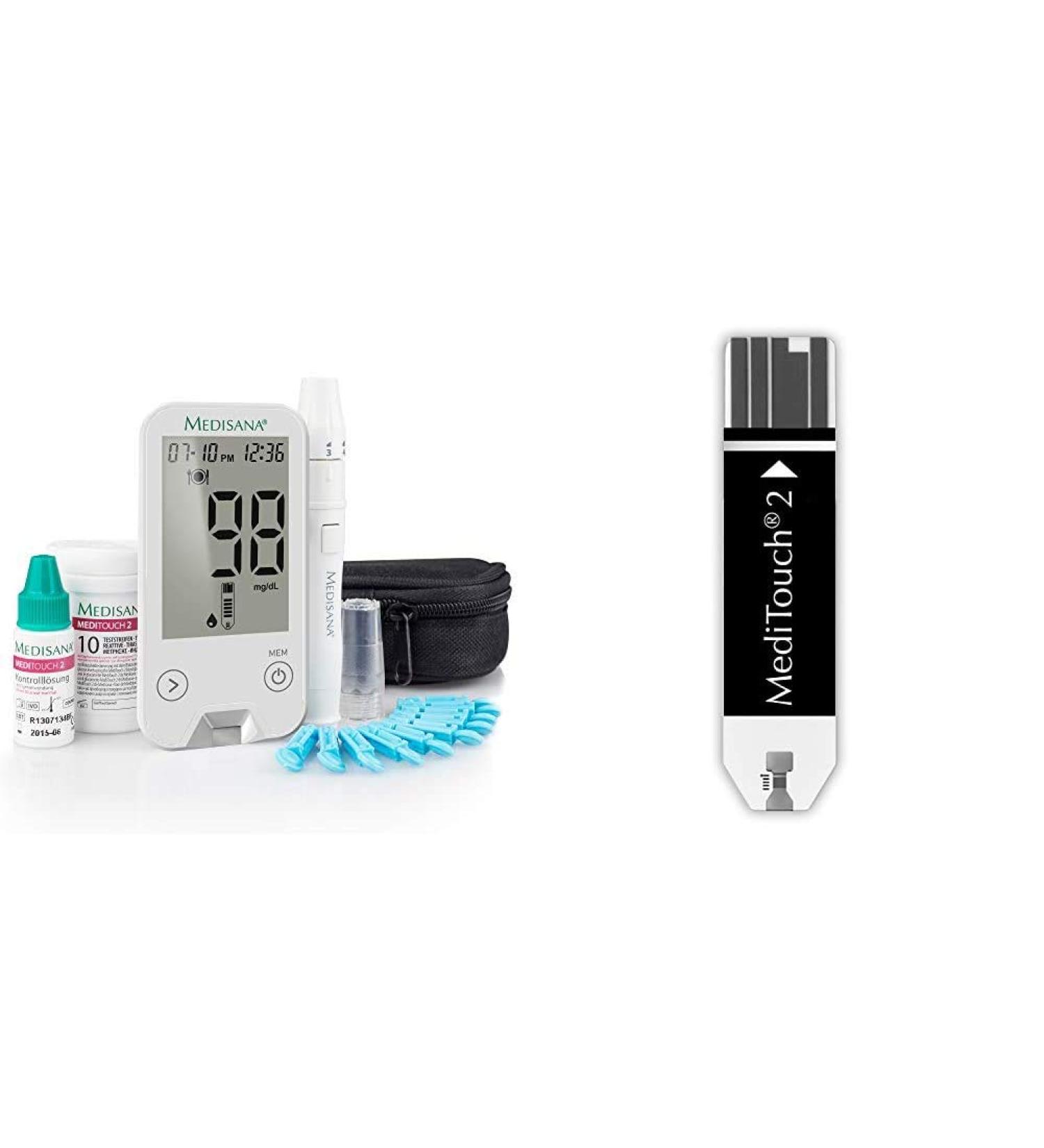 Medisana Meditouch 2 Blood Sugar Meter MMOL/L 79034 - Starter Set & 50 Test Strips for Diabetics | Accurate Self-Monitoring - Buy Online on GoSupps.com